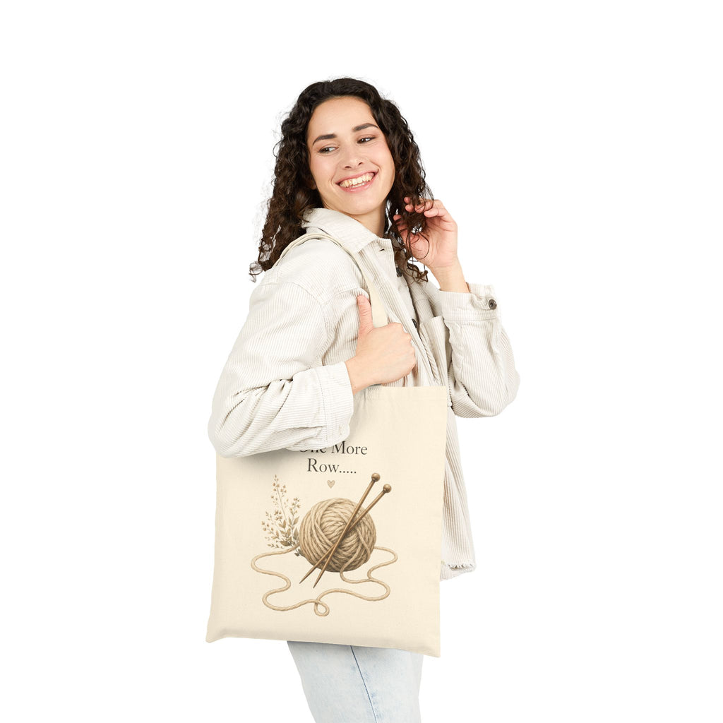 Just One More Row Knitting Tote Bag | Yarn Ball, Knitting Needles