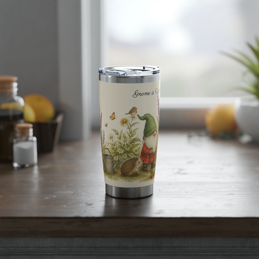 Gnome Is Where the Garden Is Tumbler – Whimsical Garden Gnome Travel Cup
