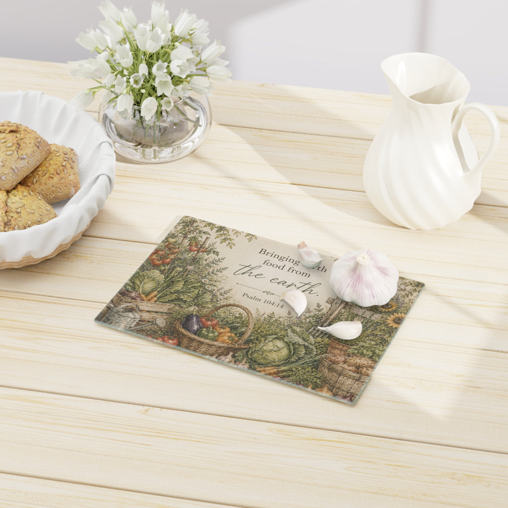 Psalm 104:14 Garden Cutting Board — Bringing Forth Food From the Earth