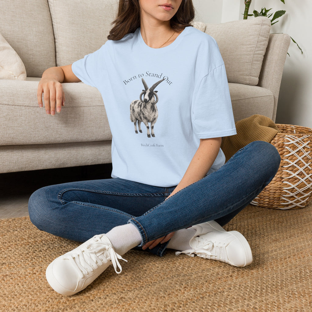 Born to Stand Out Jacob Sheep T-Shirt | 100% Cotton Farmhouse Graphic Tee | Four-Horn Sheep Shirt |