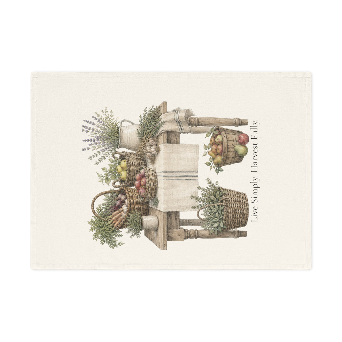 Live Simply Harvest Fully Cotton Tea Towel | Farmhouse Harvest Kitchen Decor