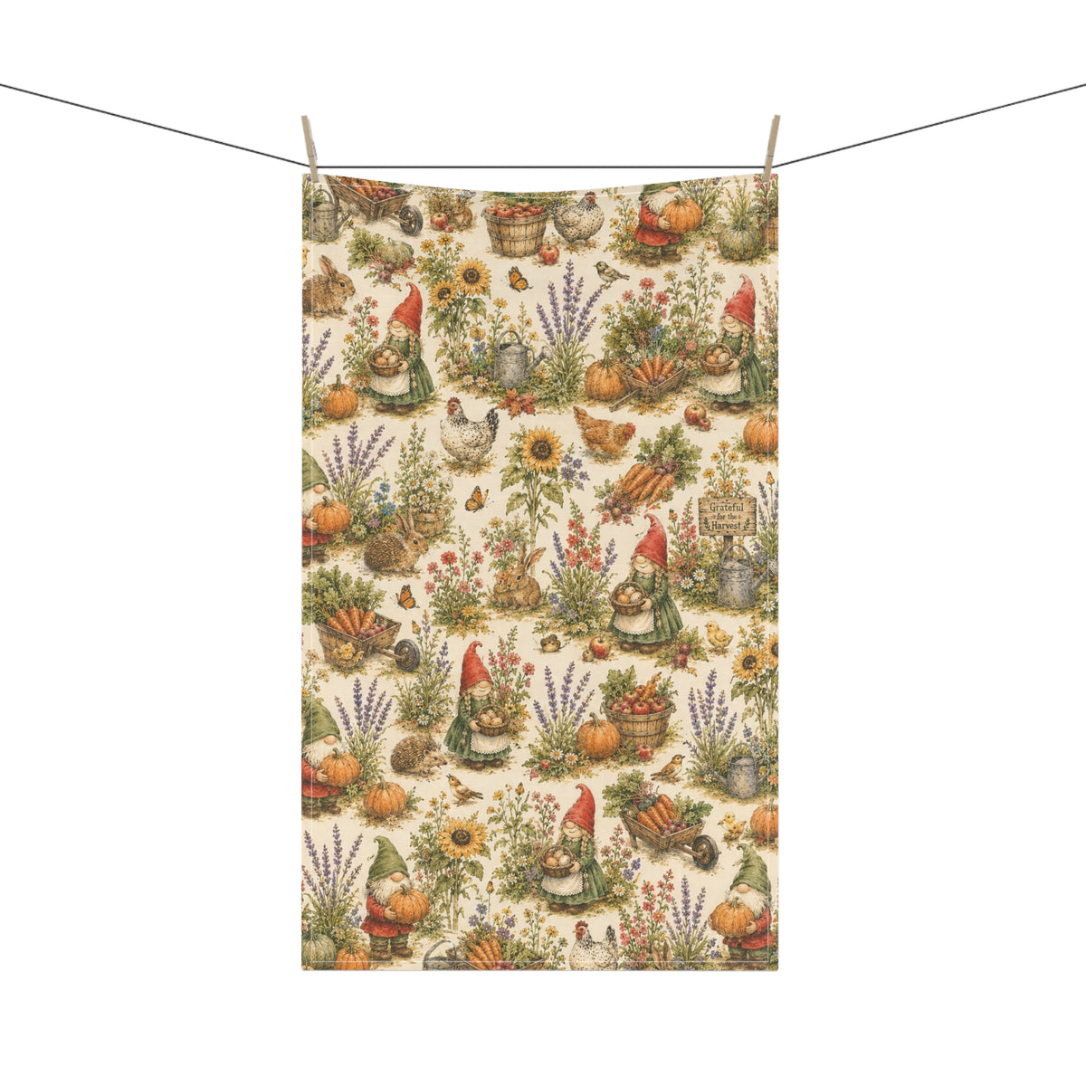 Harvest Helpers Tea Towel | Whimsical Autumn Farmhouse Kitchen Towel