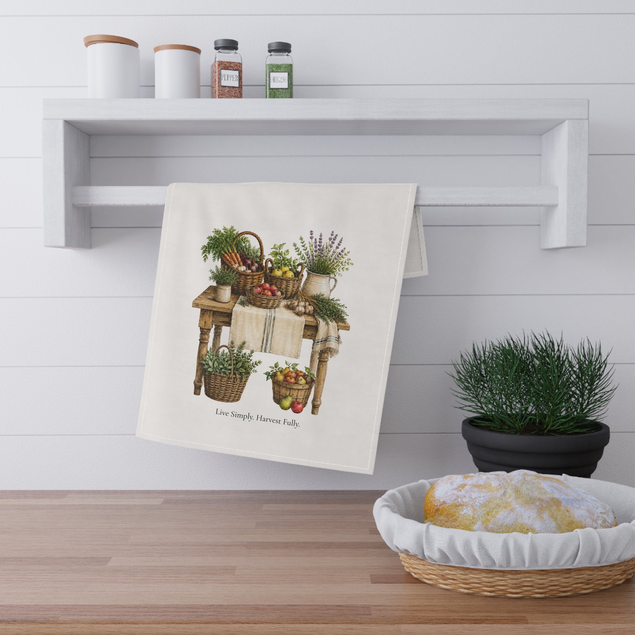 Garden Harvest Kitchen Towel | Rustic Cottage Decor