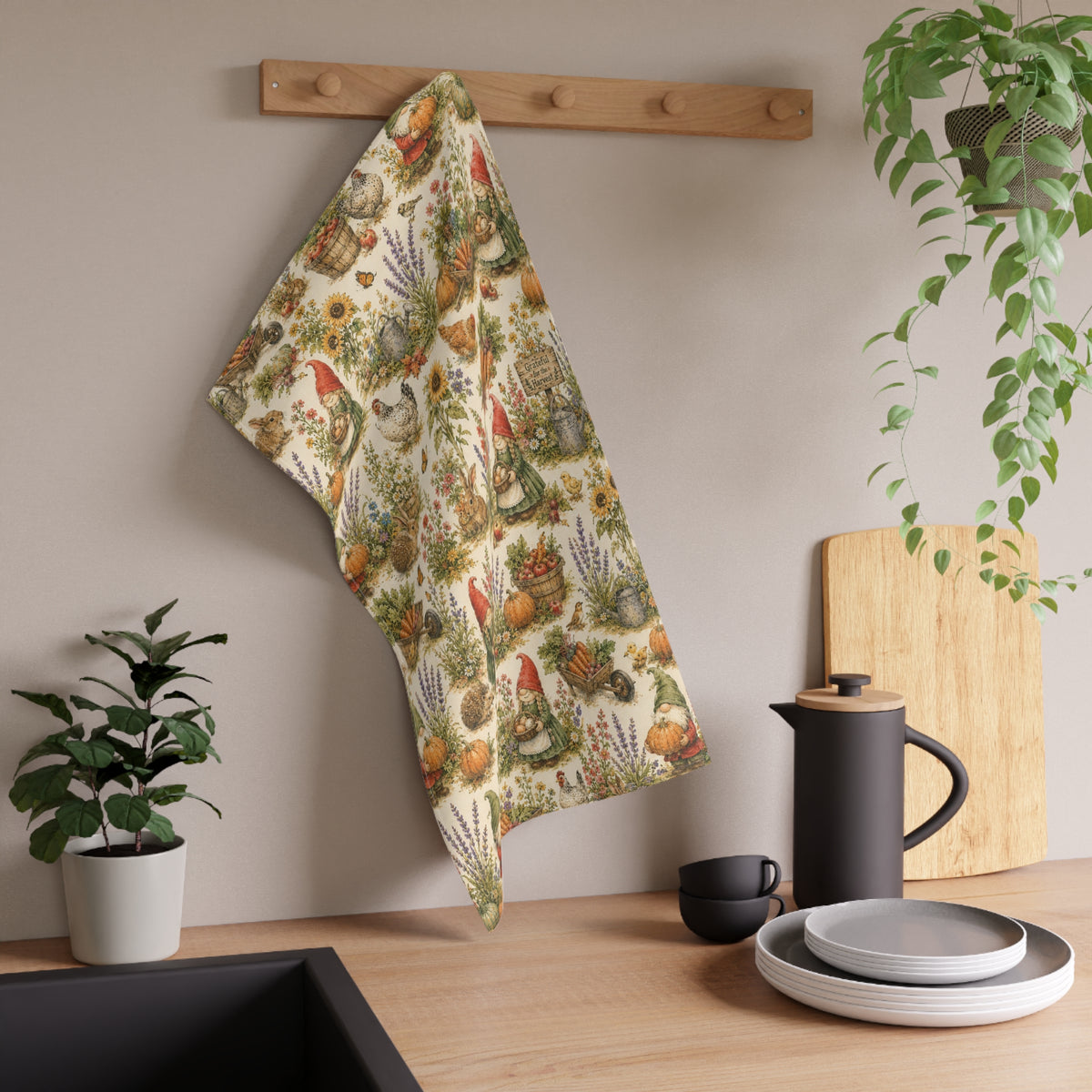 Harvest Helpers Tea Towel | Whimsical Autumn Farmhouse Kitchen Towel