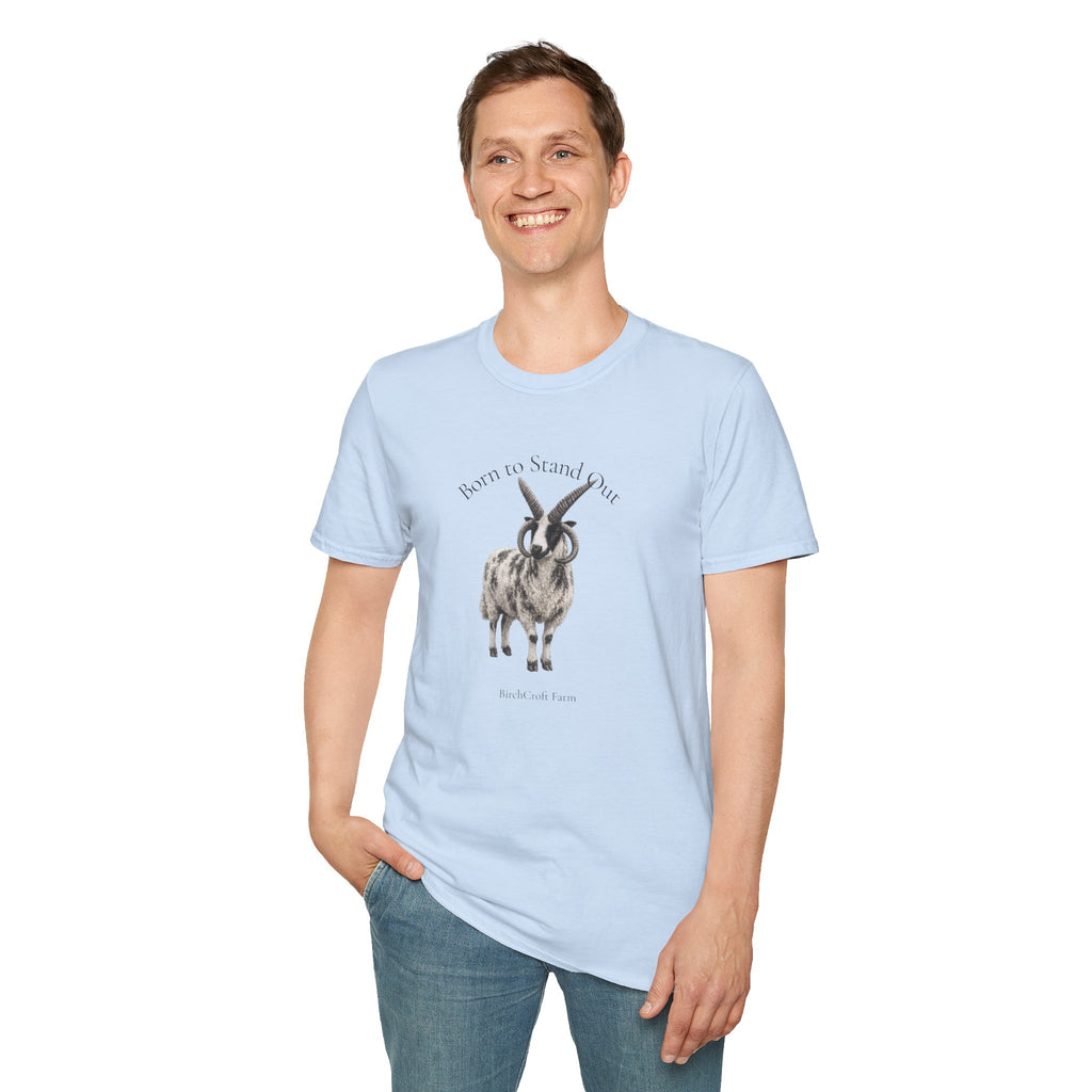 Born to Stand Out Jacob Sheep T-Shirt | 100% Cotton Farmhouse Graphic Tee | Four-Horn Sheep Shirt |