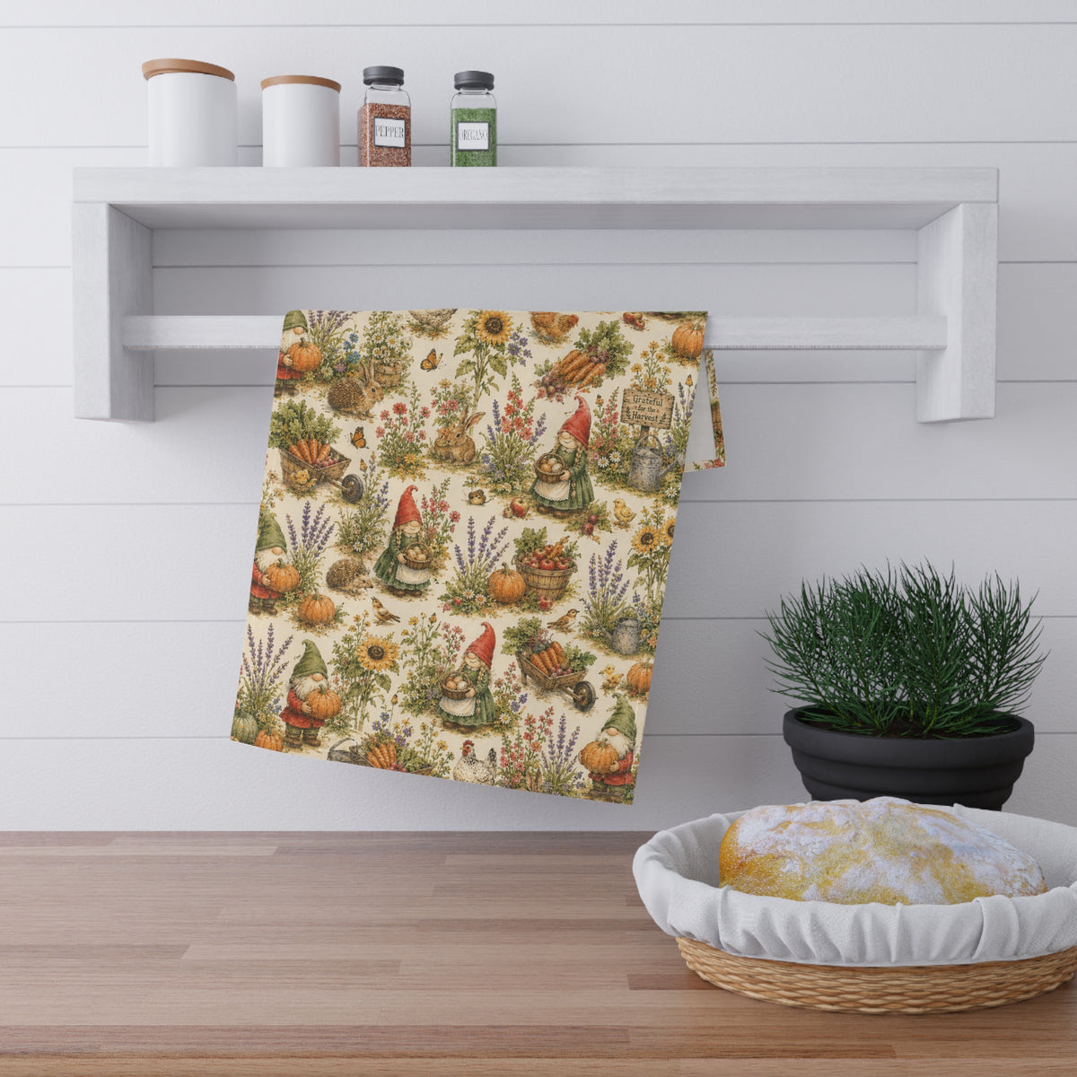 Harvest Helpers Tea Towel | Whimsical Autumn Farmhouse Kitchen Towel