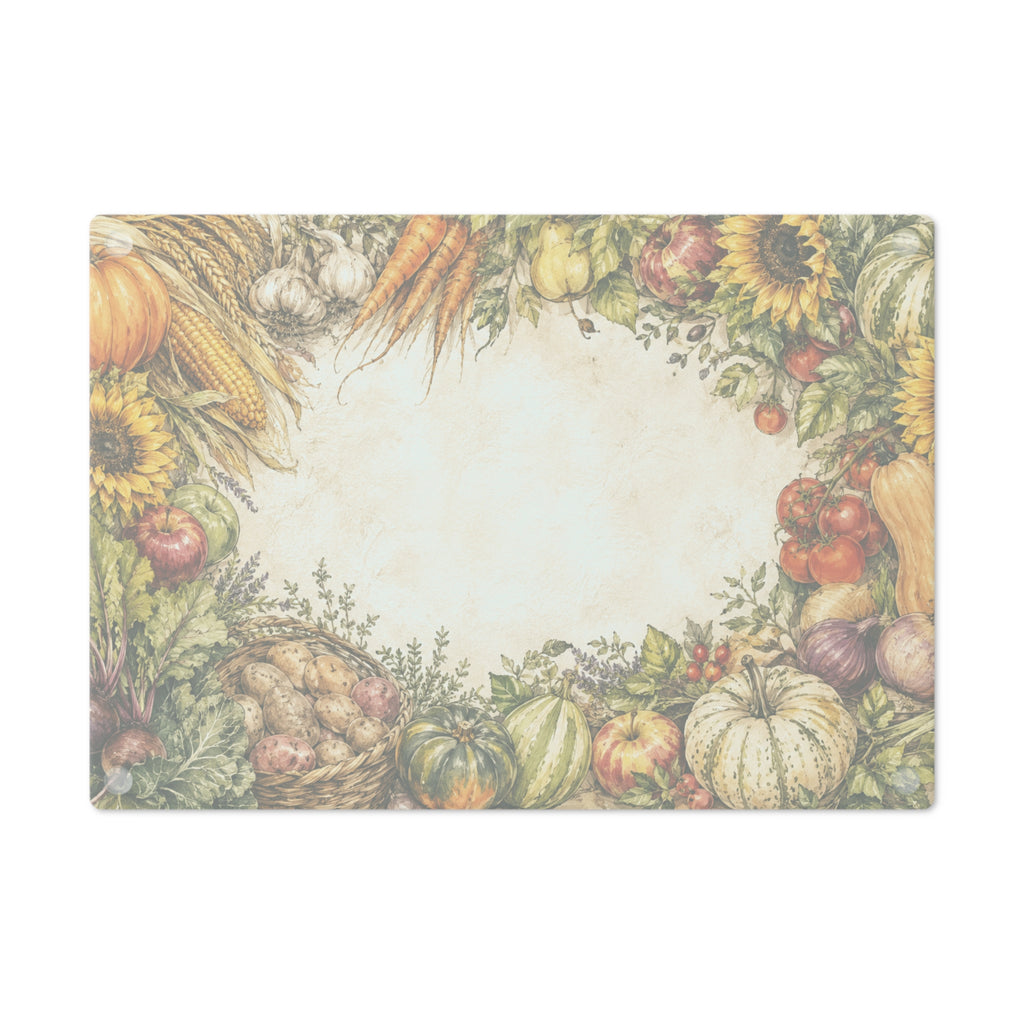 Autumn Harvest Cutting Board | Pumpkin Sunflower Vegetable Fall Kitchen