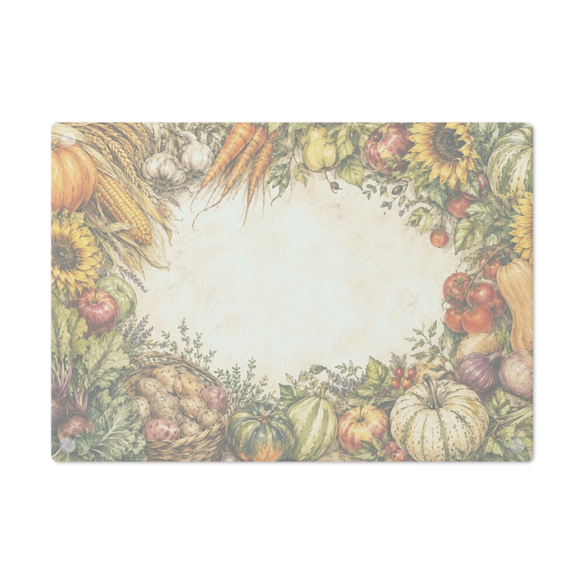Autumn Harvest Cutting Board | Pumpkin Sunflower Vegetable Fall Kitchen