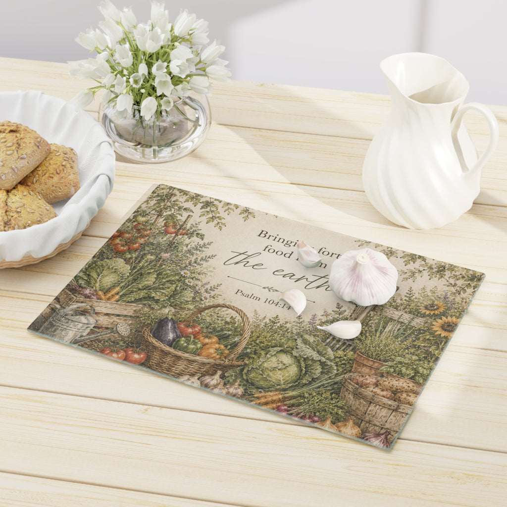 Psalm 104:14 Garden Cutting Board — Bringing Forth Food From the Earth