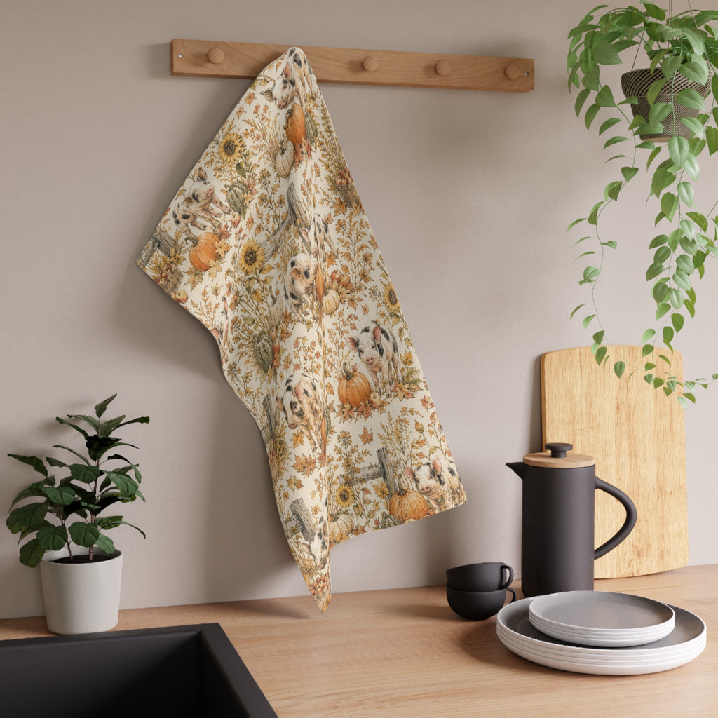 Harvest Piglets Tea Towel | Autumn Farmhouse Kitchen Towel