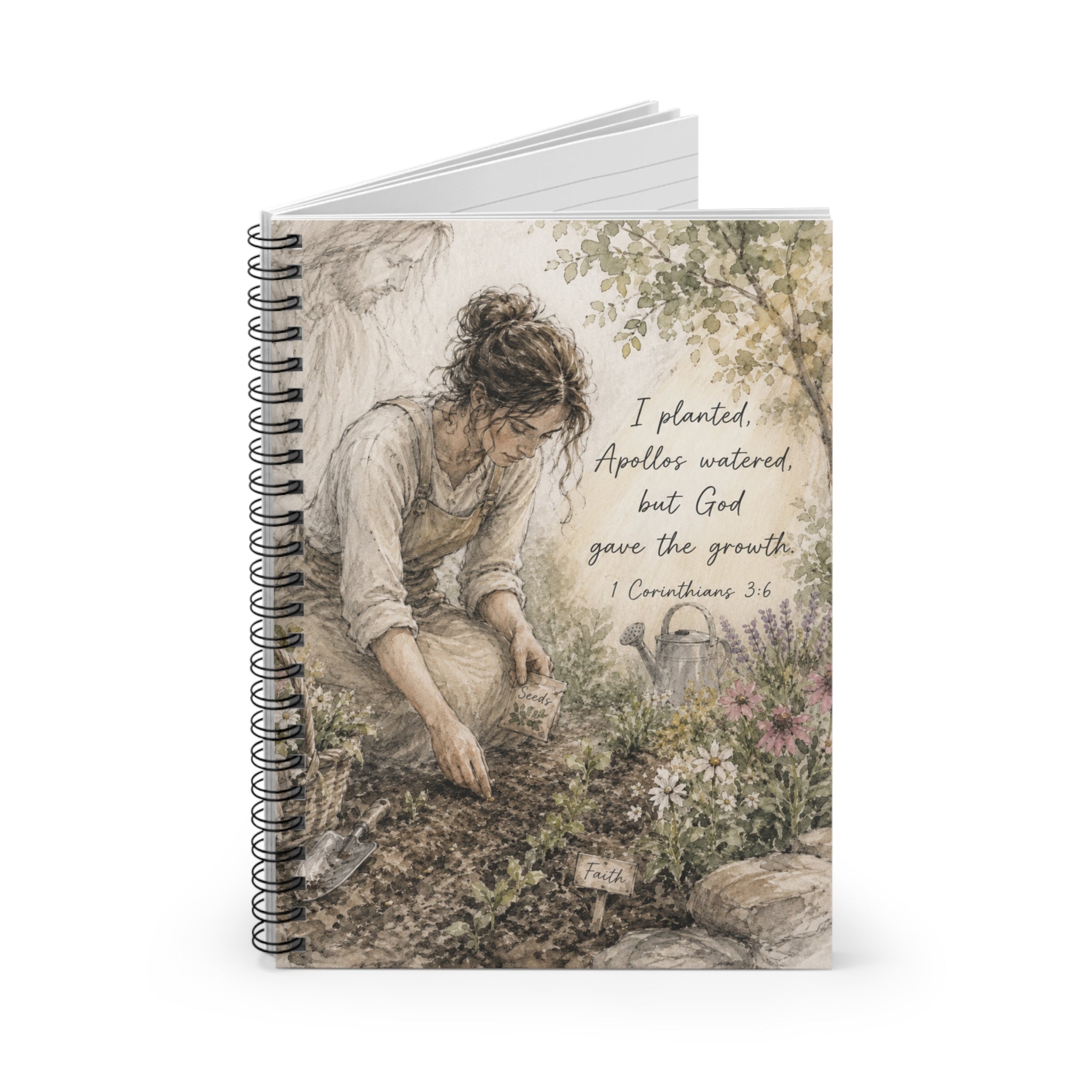 Gardening with God Spiral Notebook | 1 Corinthians 3:6 Ruled Journal