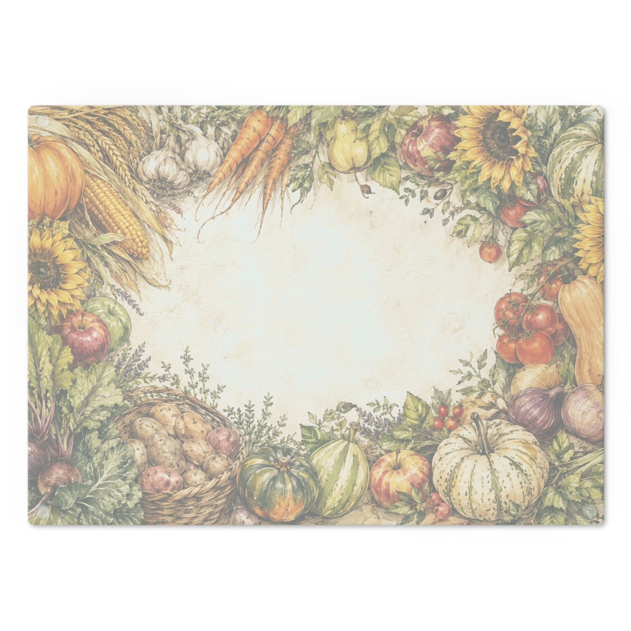 Autumn Harvest Cutting Board | Pumpkin Sunflower Vegetable Fall Kitchen