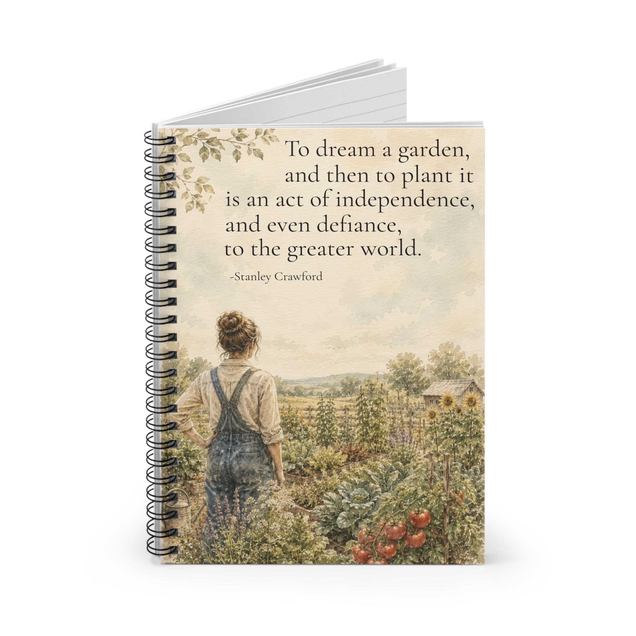 Defiant Gardening spiral notebook | Vintage gardener illustration