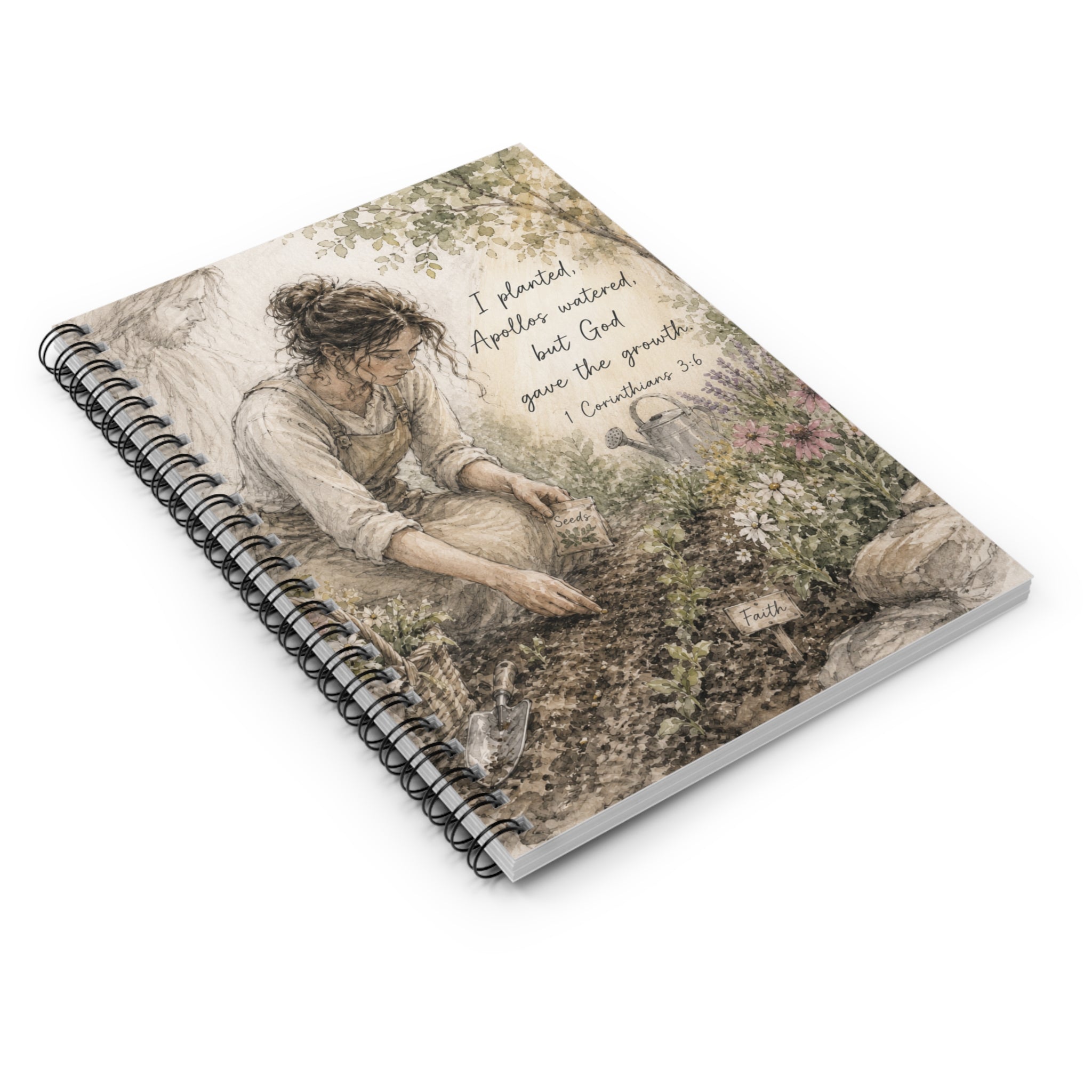 Gardening with God Spiral Notebook | 1 Corinthians 3:6 Ruled Journal