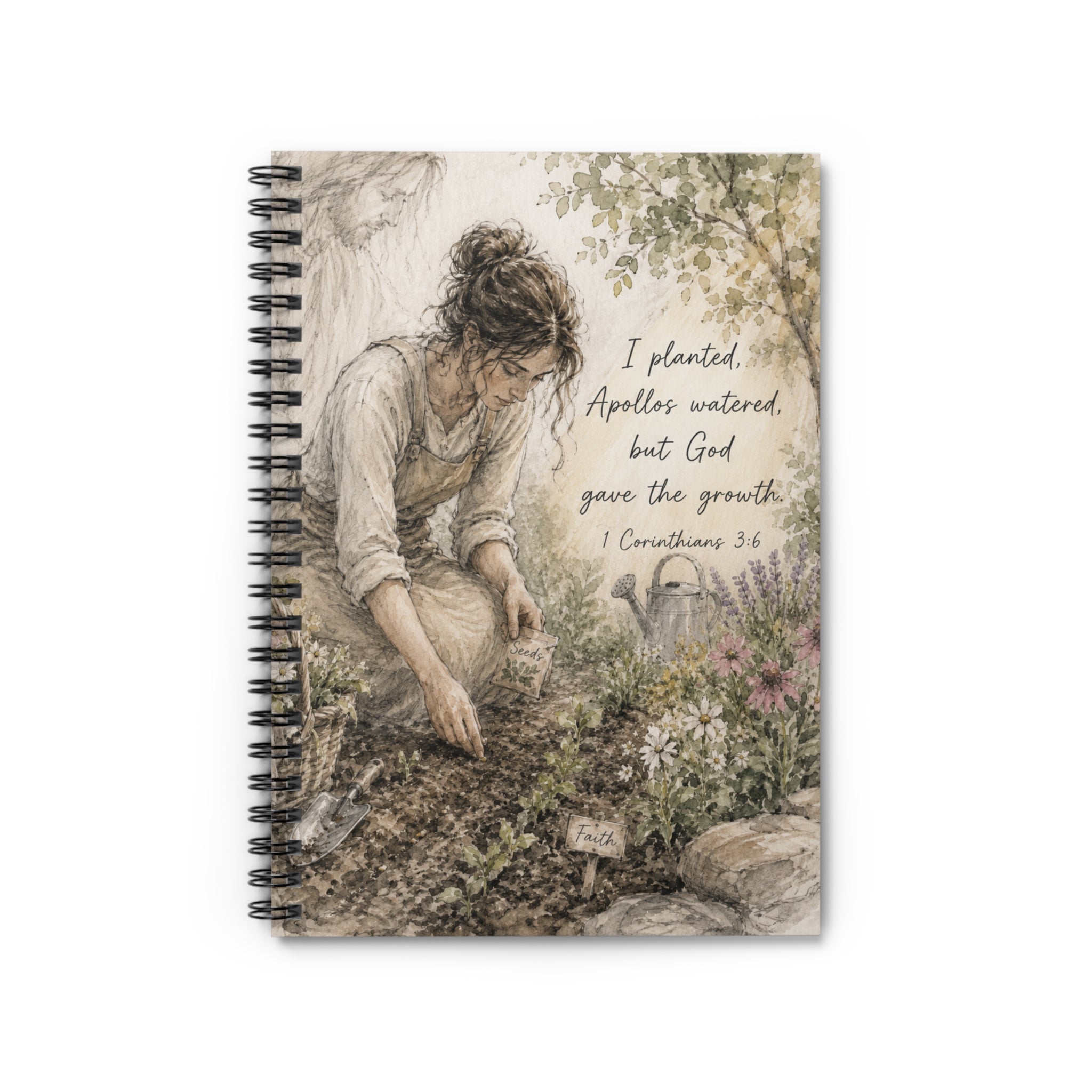 Gardening with God Spiral Notebook | 1 Corinthians 3:6 Ruled Journal