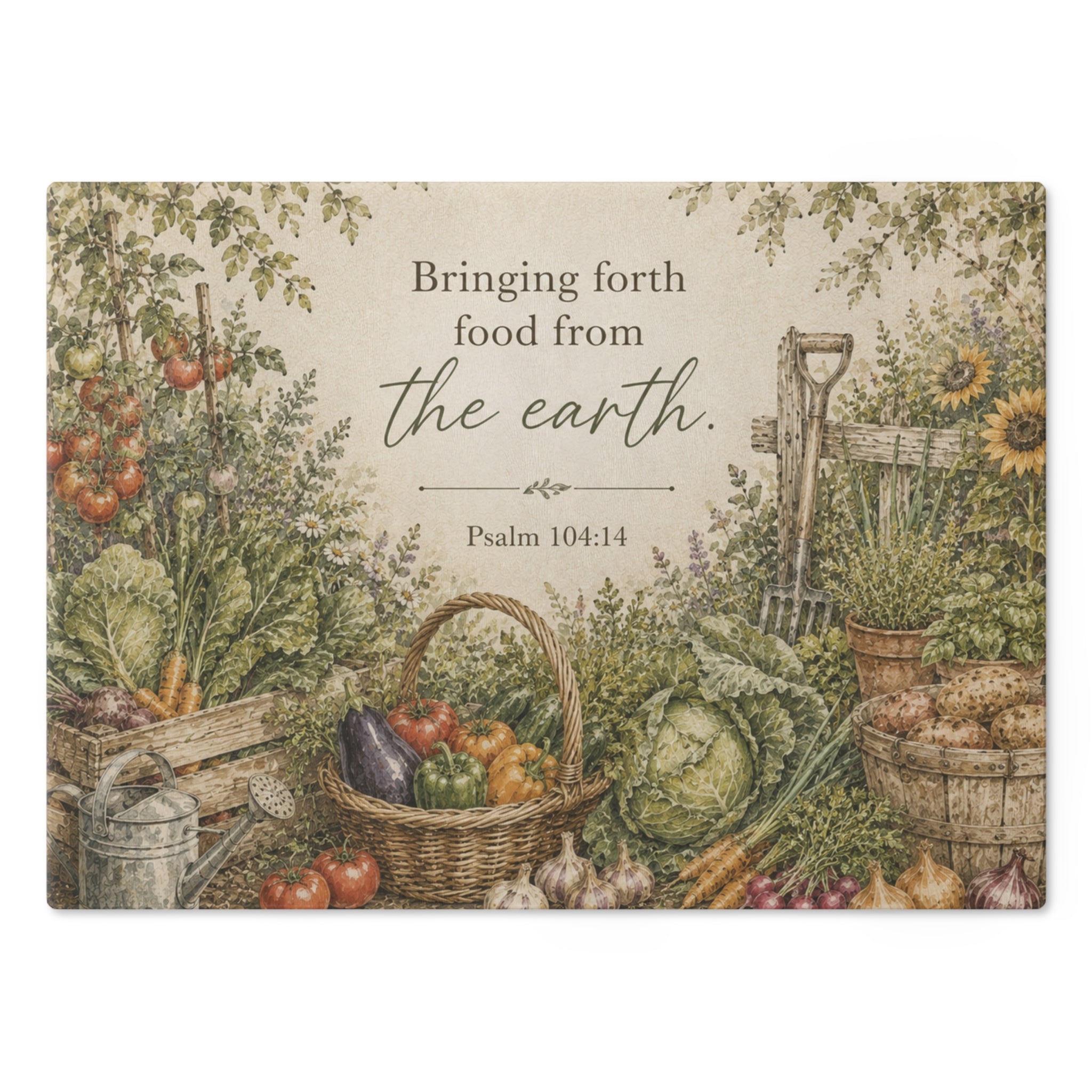 Psalm 104:14 Garden Cutting Board — Bringing Forth Food From the Earth