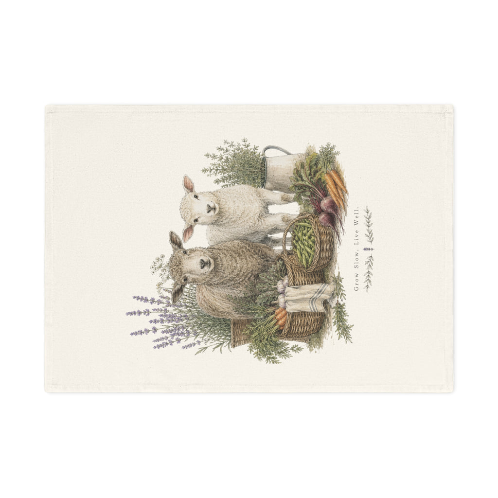 Farmhouse Sheep Cotton Tea Towel | Rustic Kitchen Linen