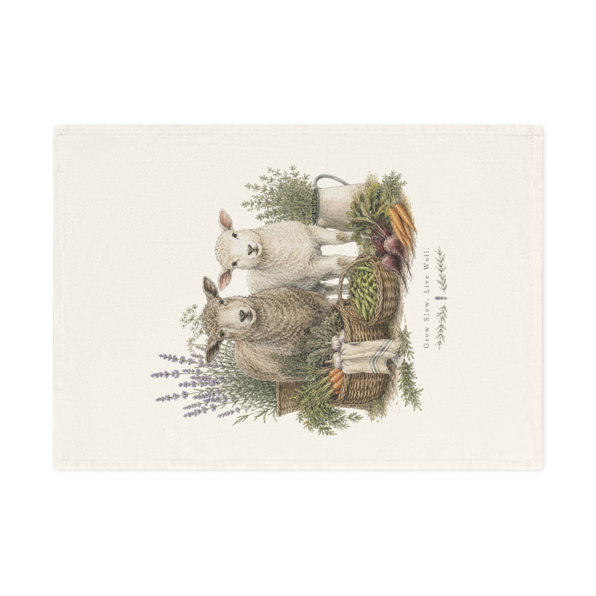 Farmhouse Sheep Cotton Tea Towel | Rustic Kitchen Linen
