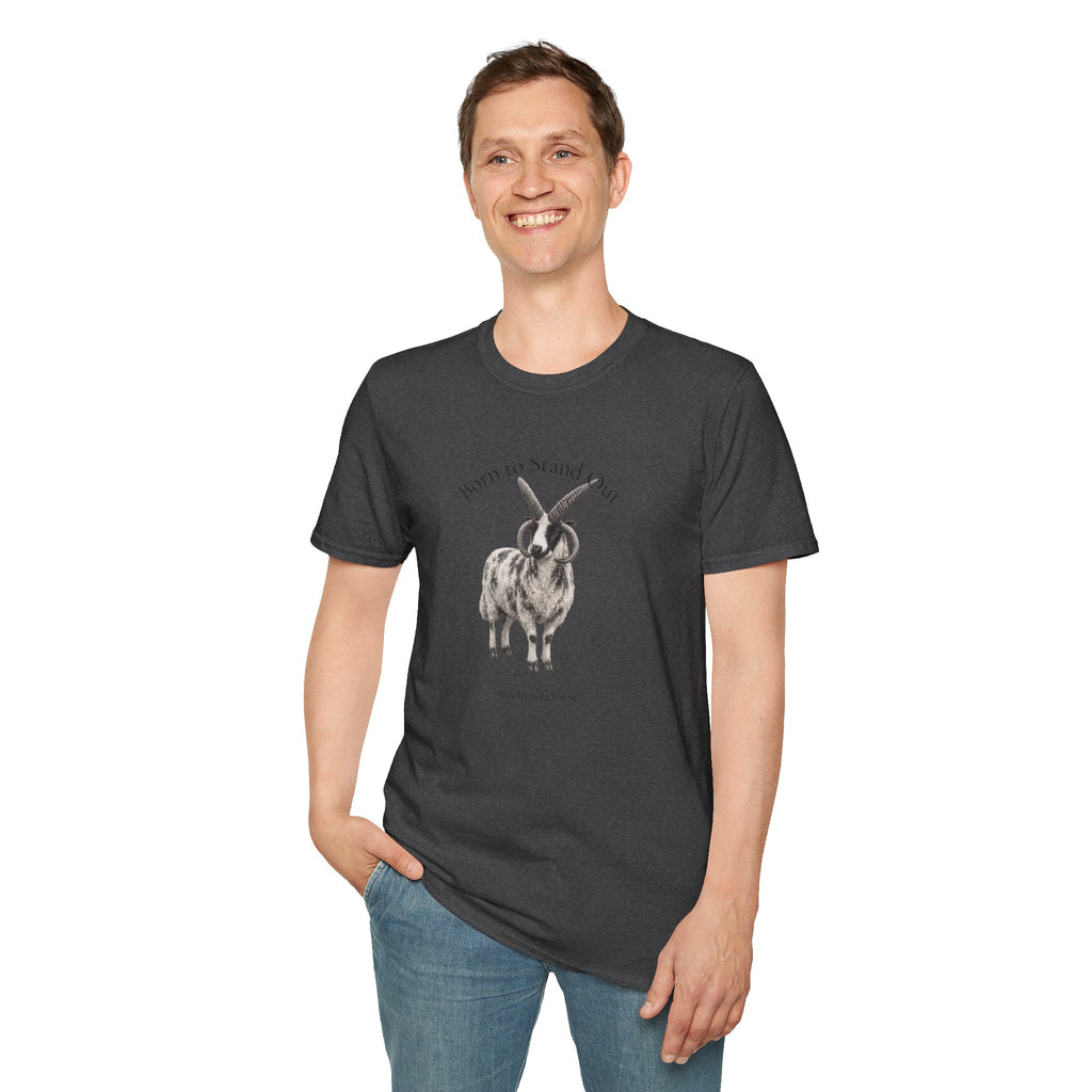 Born to Stand Out Jacob Sheep T-Shirt | 100% Cotton Farmhouse Graphic Tee | Four-Horn Sheep Shirt |