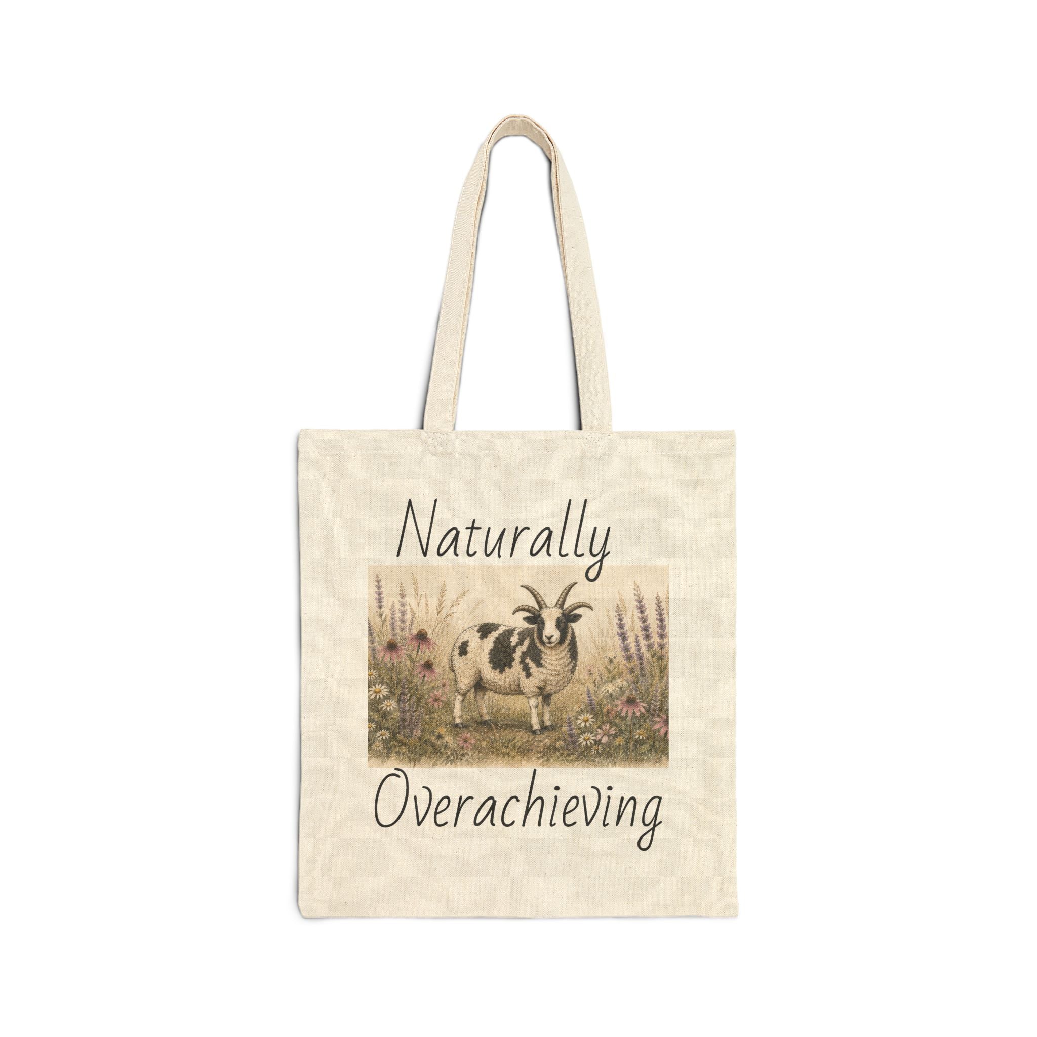 Naturally Overachieving Jacob Sheep Tote Bag | Canvas Farm Tote