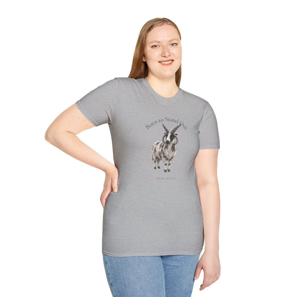 Born to Stand Out Jacob Sheep T-Shirt | 100% Cotton Farmhouse Graphic Tee | Four-Horn Sheep Shirt |