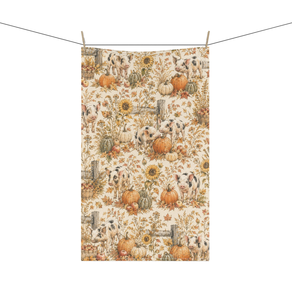 Harvest Piglets Tea Towel | Autumn Farmhouse Kitchen Towel