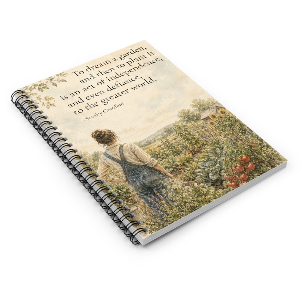Defiant Gardening spiral notebook | Vintage gardener illustration