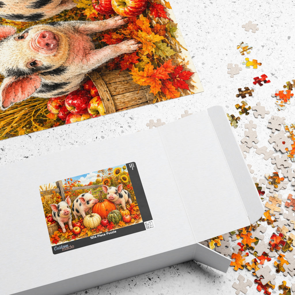 Harvest Piglets Jigsaw Puzzle | Cozy Autumn Farm Puzzle