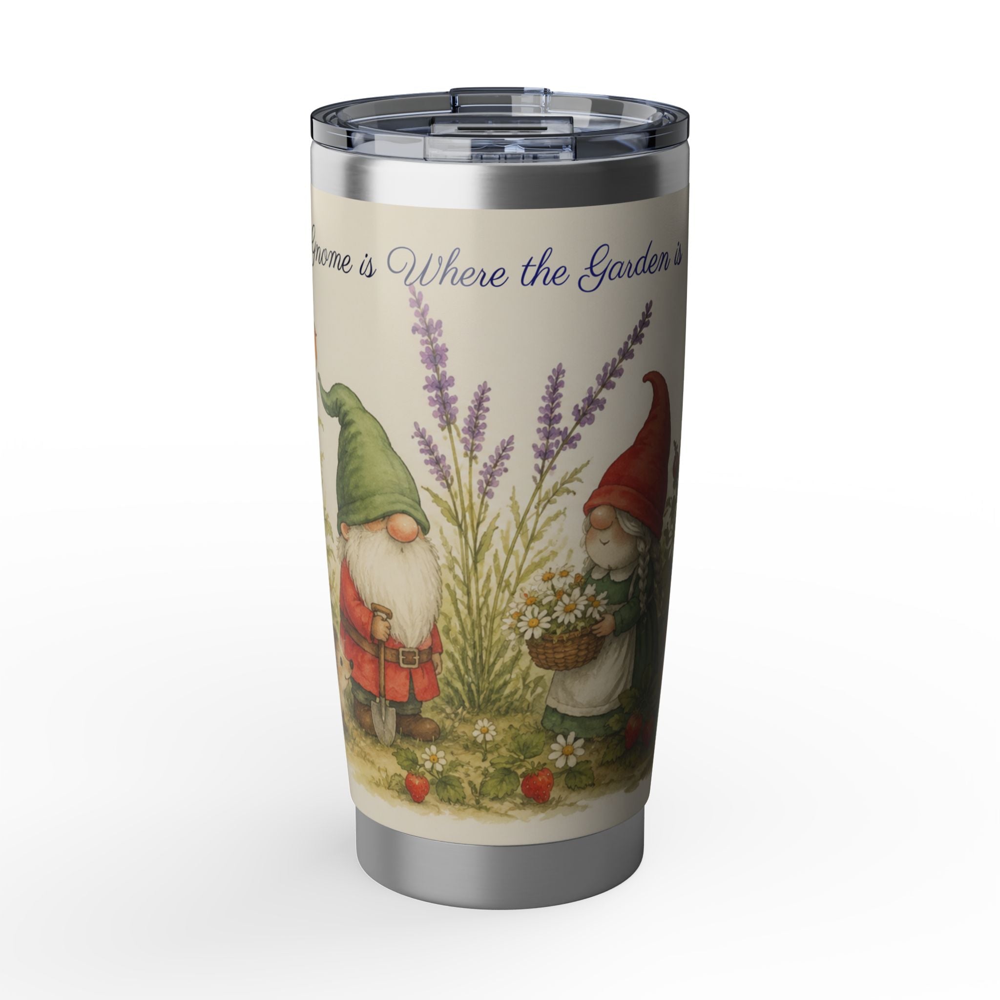 Gnome Is Where the Garden Is Tumbler – Whimsical Garden Gnome Travel Cup