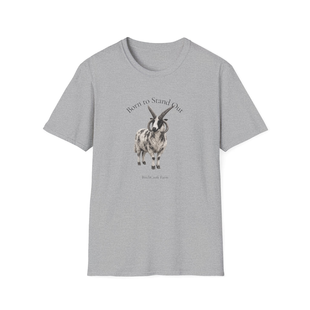 Born to Stand Out Jacob Sheep T-Shirt | 100% Cotton Farmhouse Graphic Tee | Four-Horn Sheep Shirt |