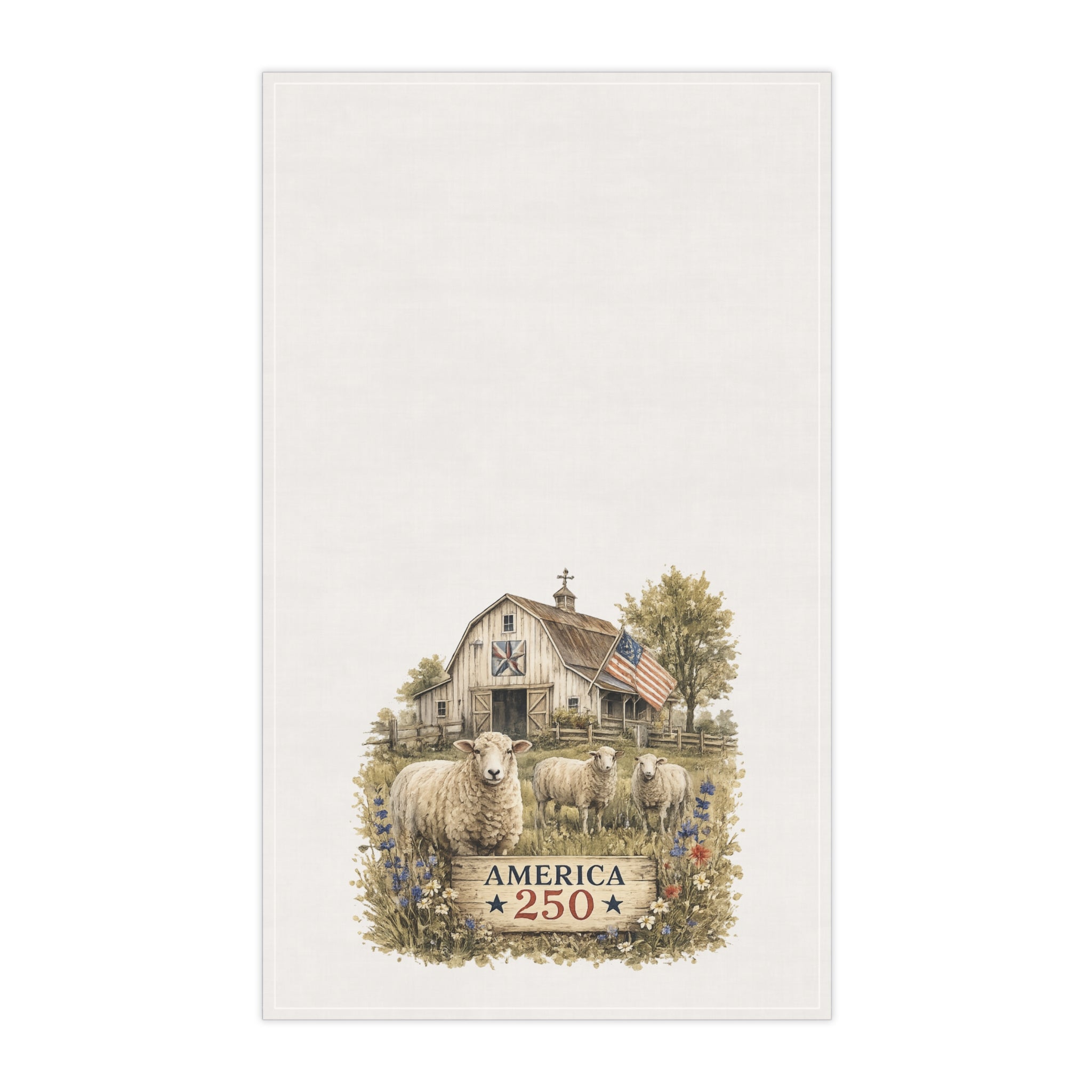 America 250 Barn Sheep Tea Towel | Patriotic Farmhouse Kitchen
