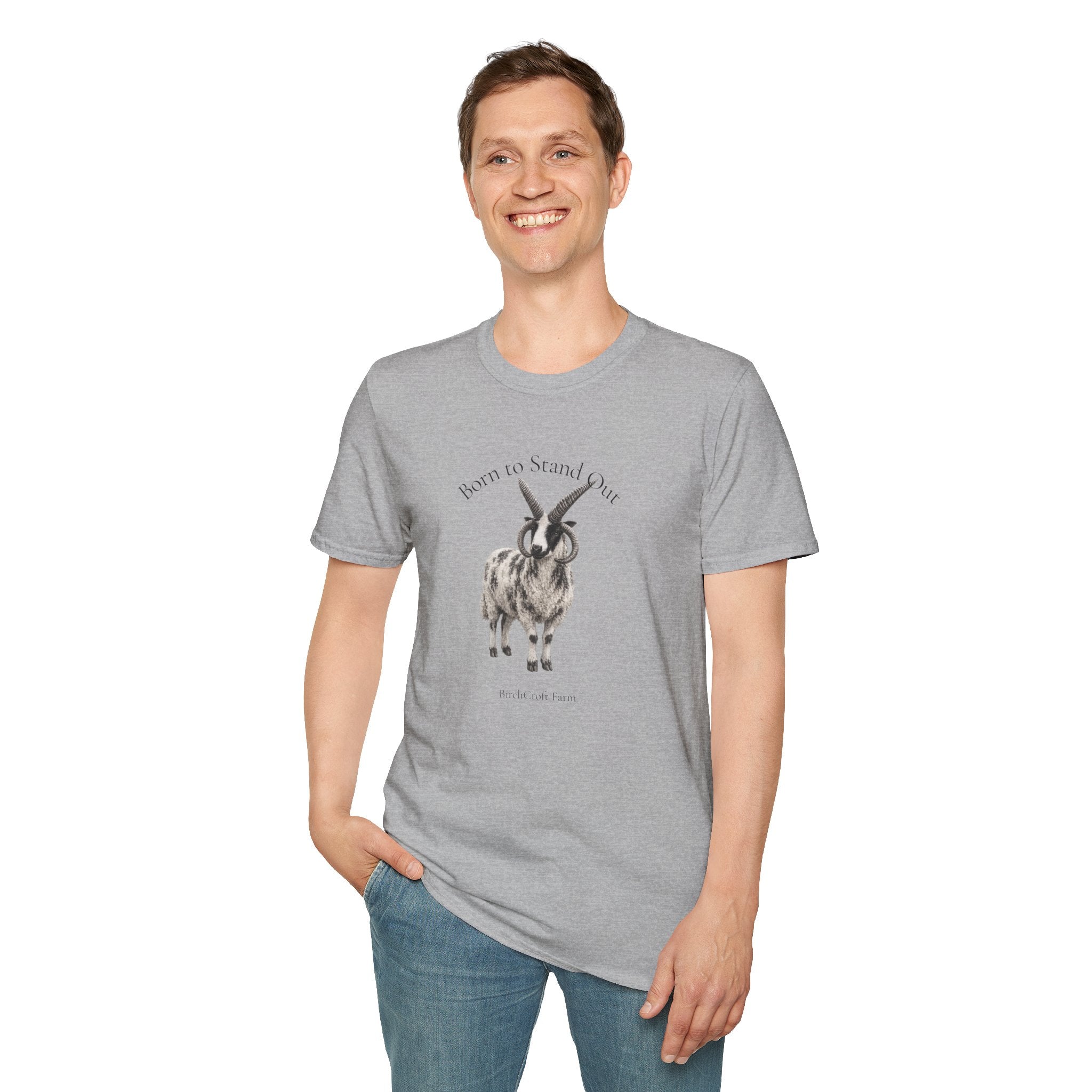Born to Stand Out Jacob Sheep T-Shirt | 100% Cotton Farmhouse Graphic Tee | Four-Horn Sheep Shirt |