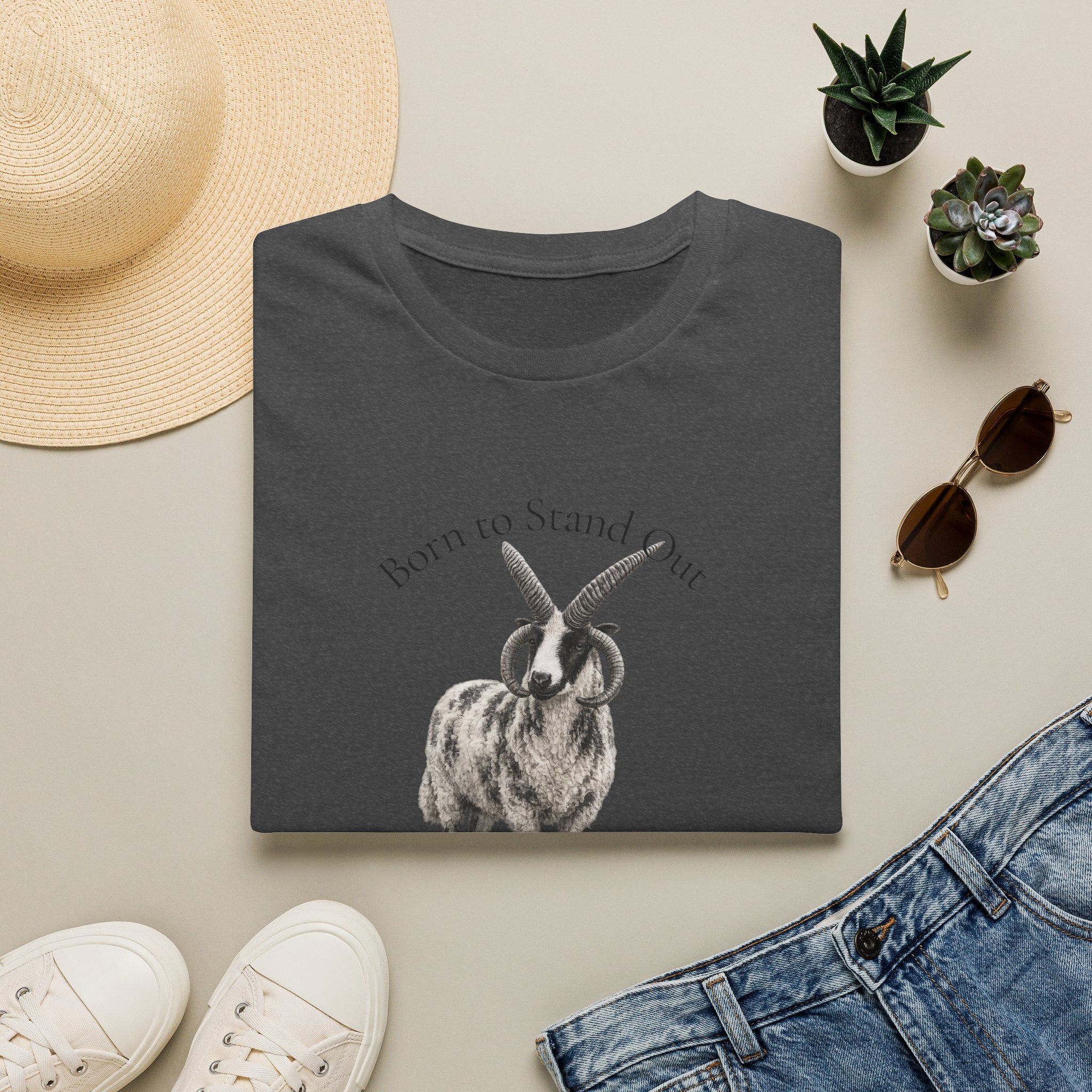 Born to Stand Out Jacob Sheep T-Shirt | 100% Cotton Farmhouse Graphic Tee | Four-Horn Sheep Shirt |