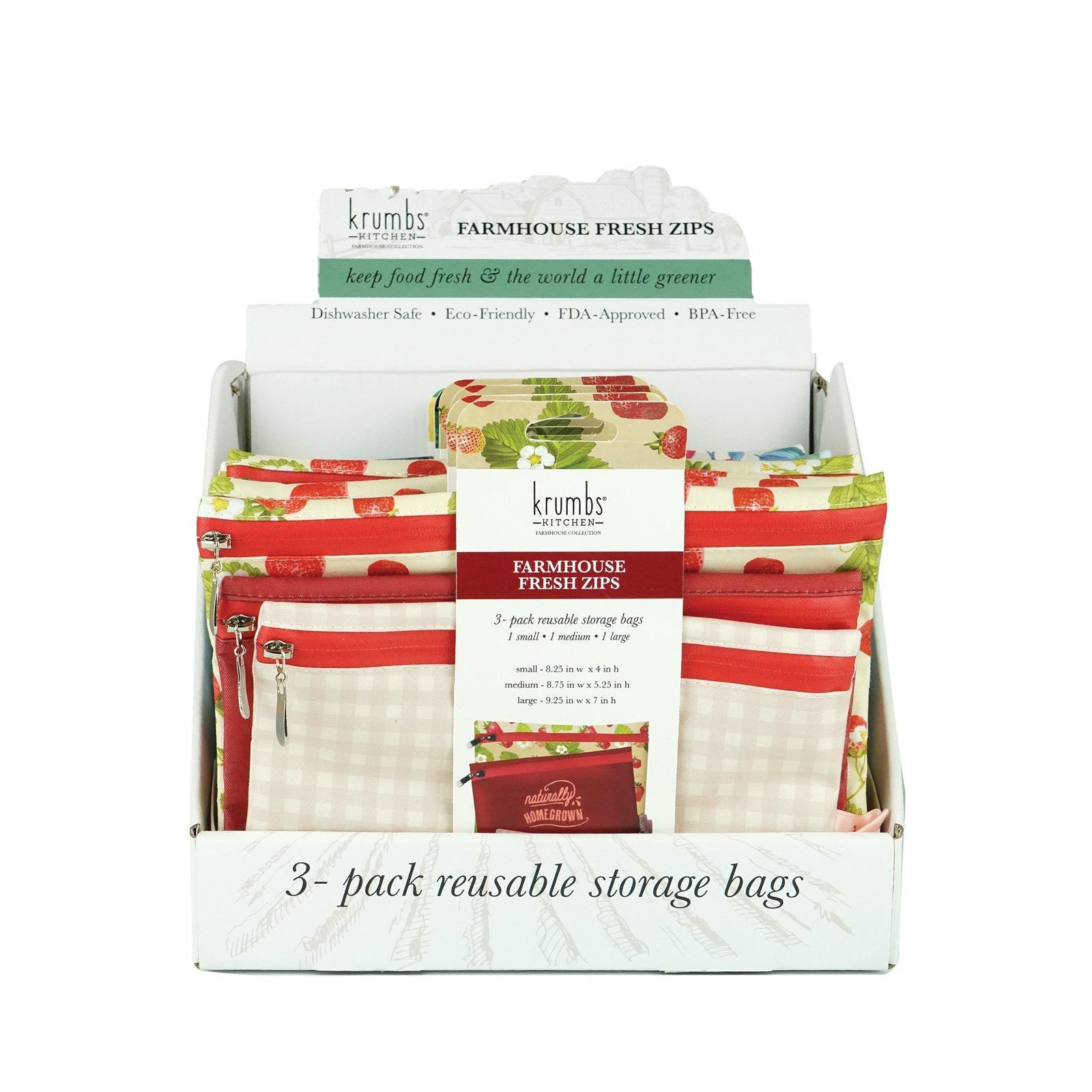 Krumbs Kitchen® Farmhouse Fresh Zips Reusable Storage Bags (3-Pack) - Naturally Home Grown