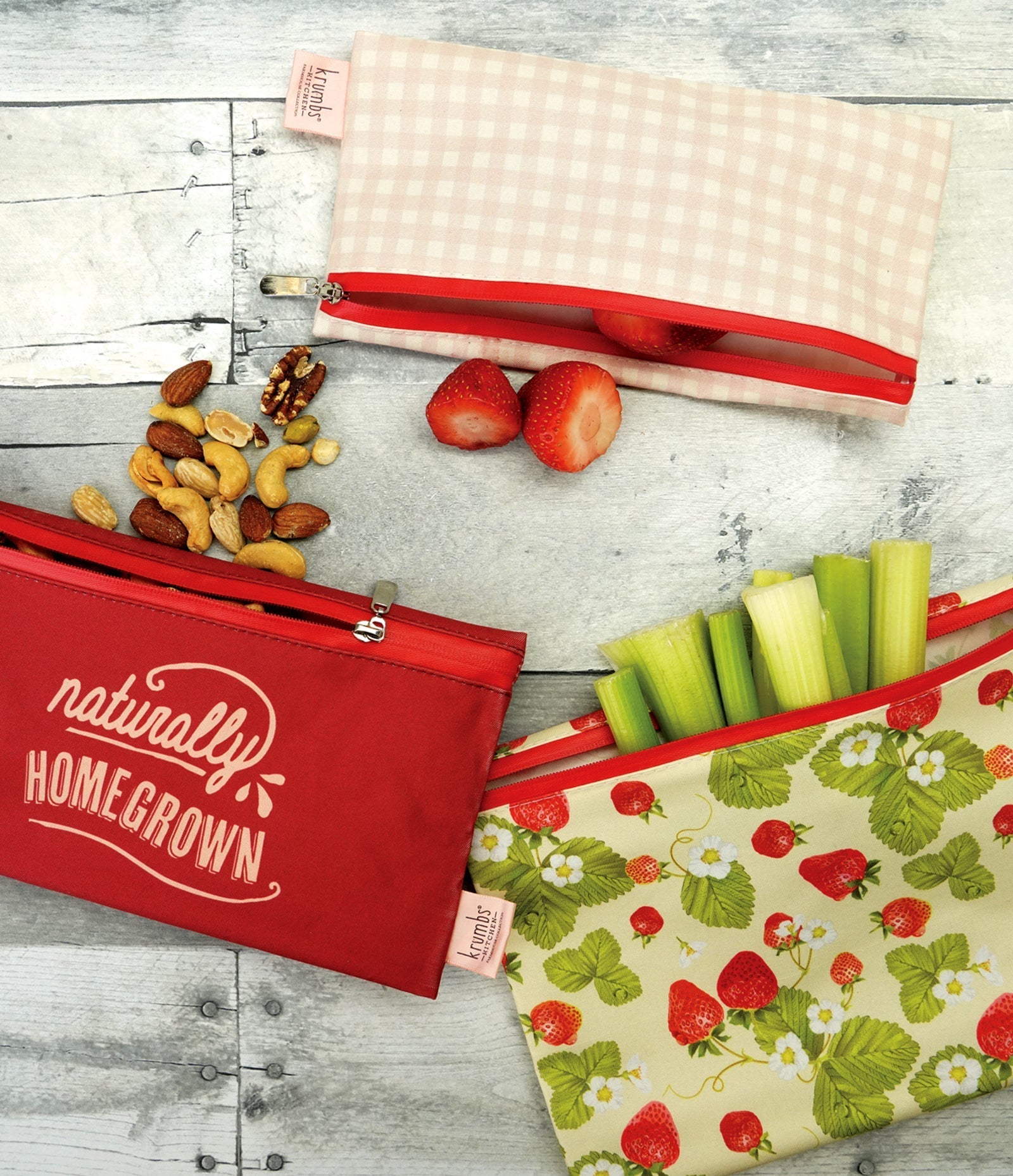 Krumbs Kitchen® Farmhouse Fresh Zips Reusable Storage Bags (3-Pack) - Naturally Home Grown