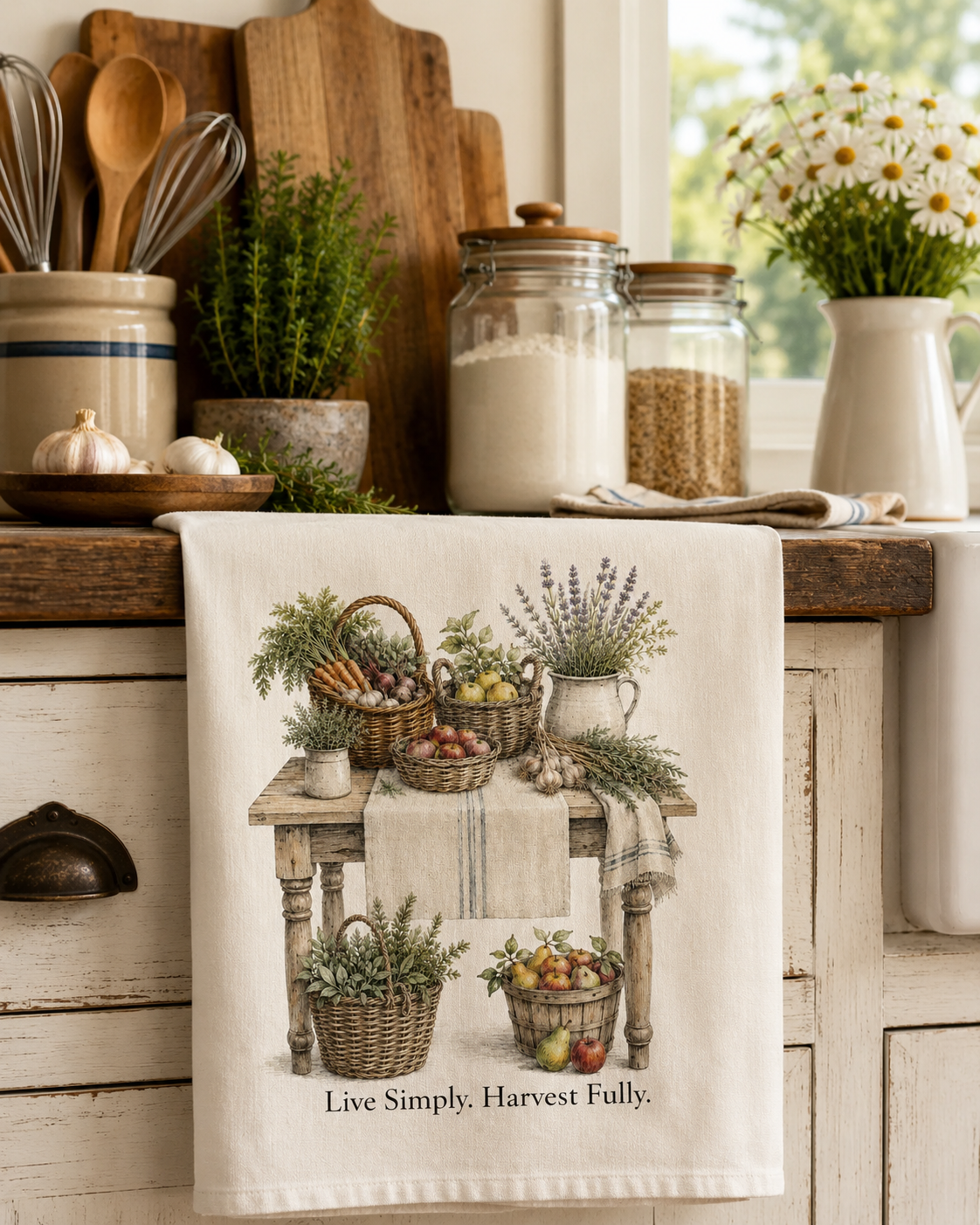 Garden Harvest Kitchen Towel | Rustic Cottage Decor