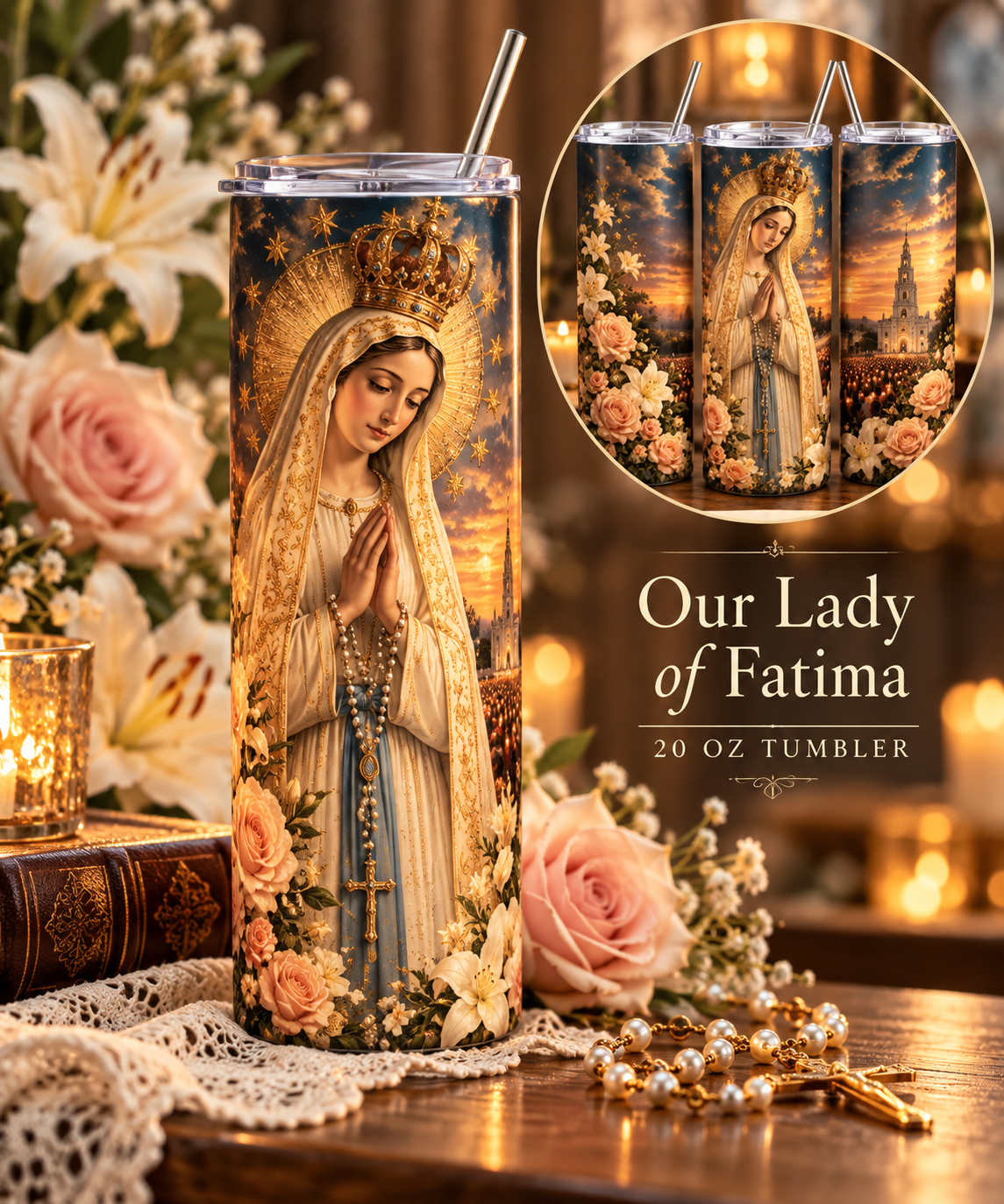 Our Lady of Fatima / Marian Devotional Tumbler