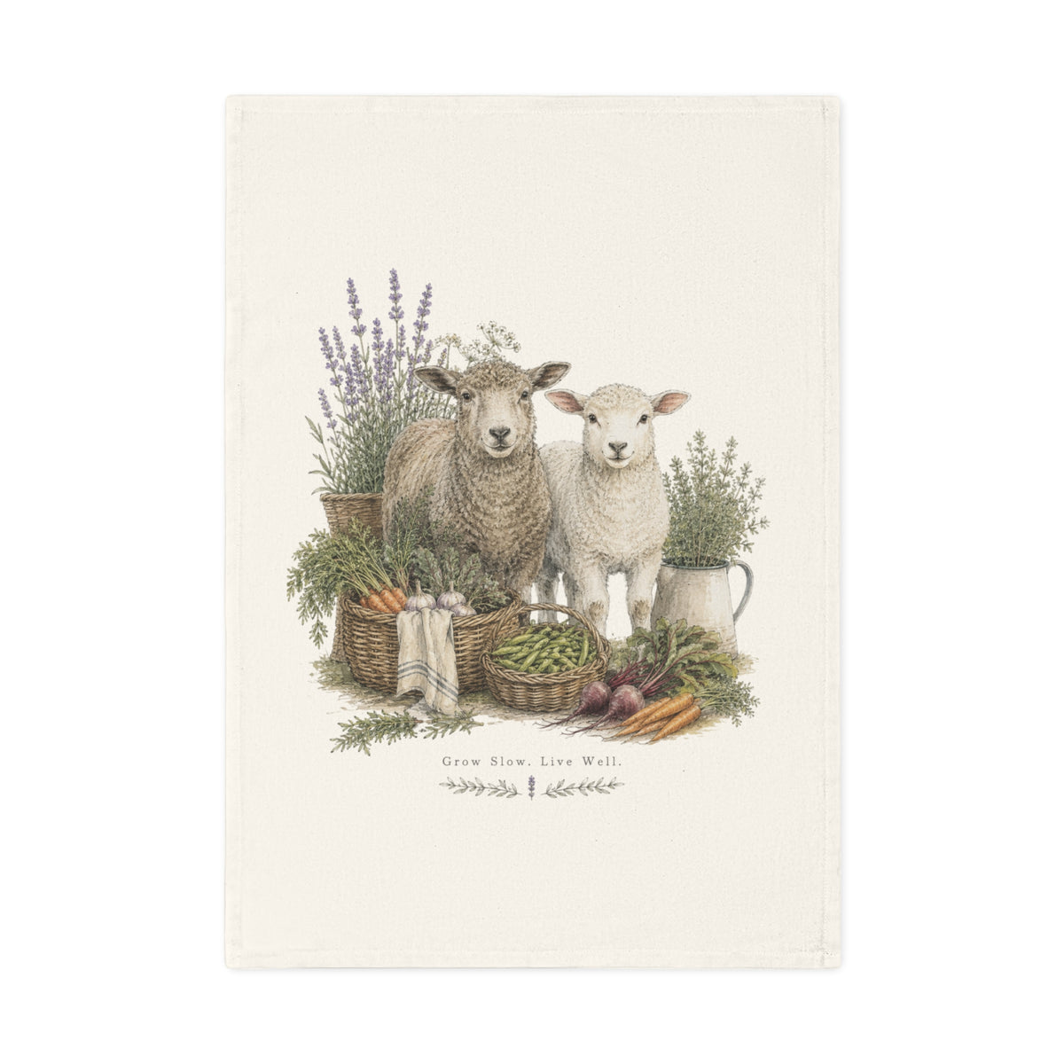 Farmhouse Sheep Cotton Tea Towel | Rustic Kitchen Linen