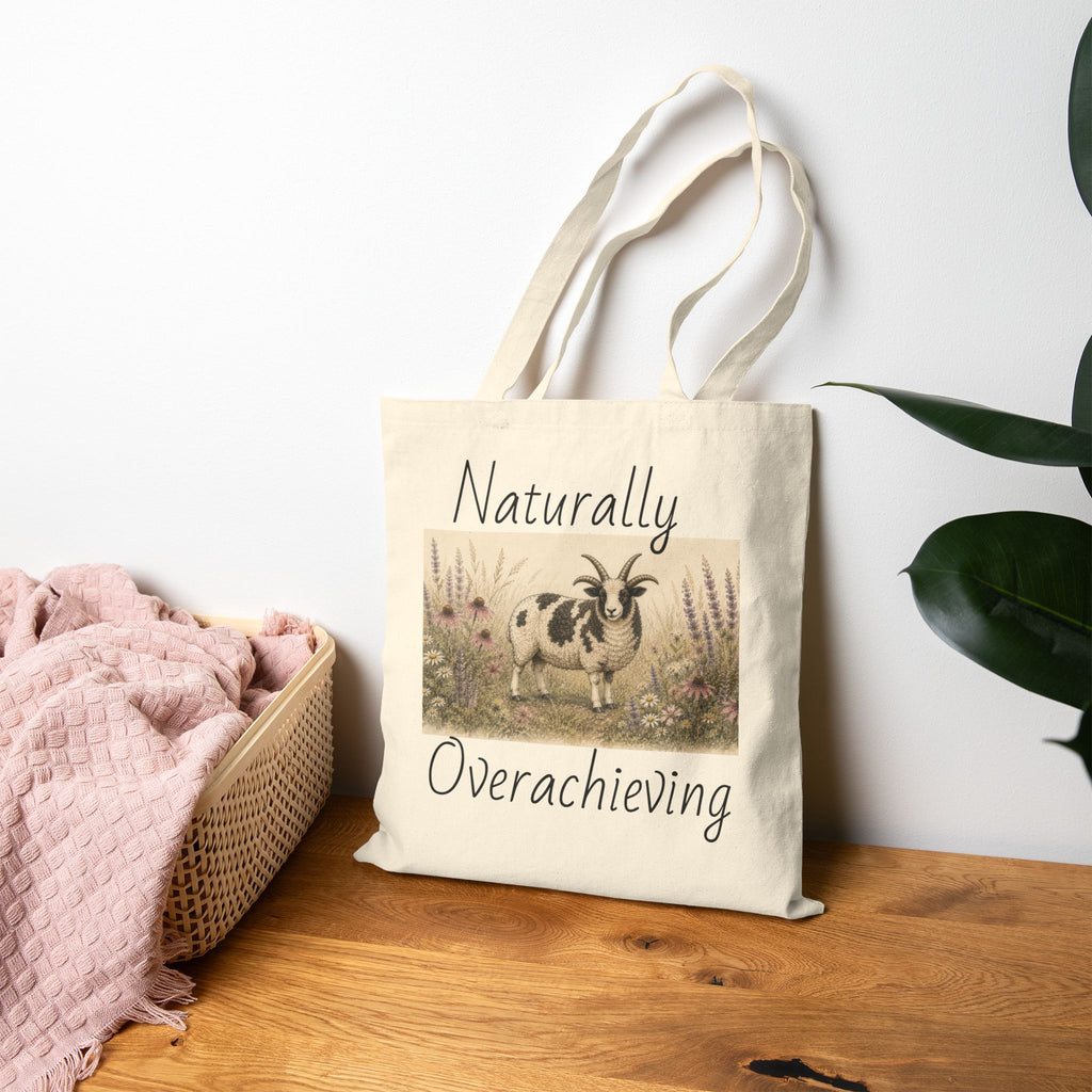 Naturally Overachieving Jacob Sheep Tote Bag | Canvas Farm Tote
