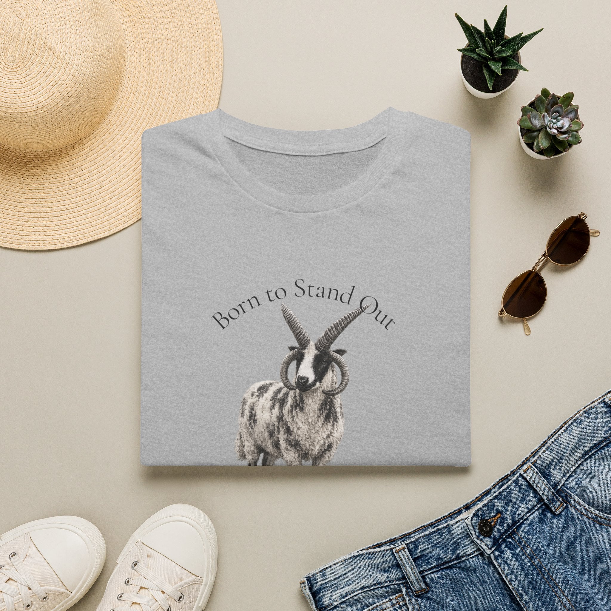 Born to Stand Out Jacob Sheep T-Shirt | 100% Cotton Farmhouse Graphic Tee | Four-Horn Sheep Shirt |