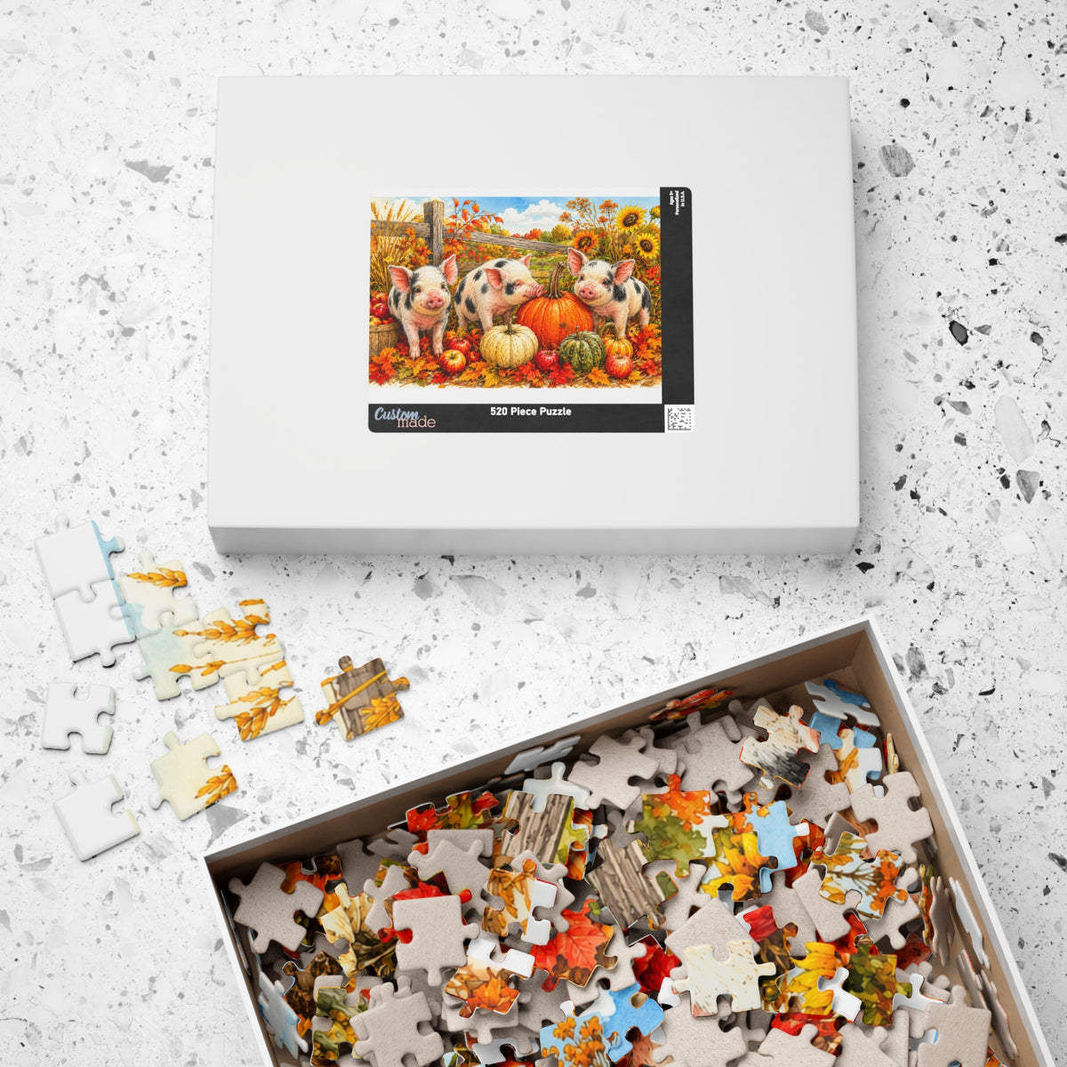 Harvest Piglets Jigsaw Puzzle | Cozy Autumn Farm Puzzle