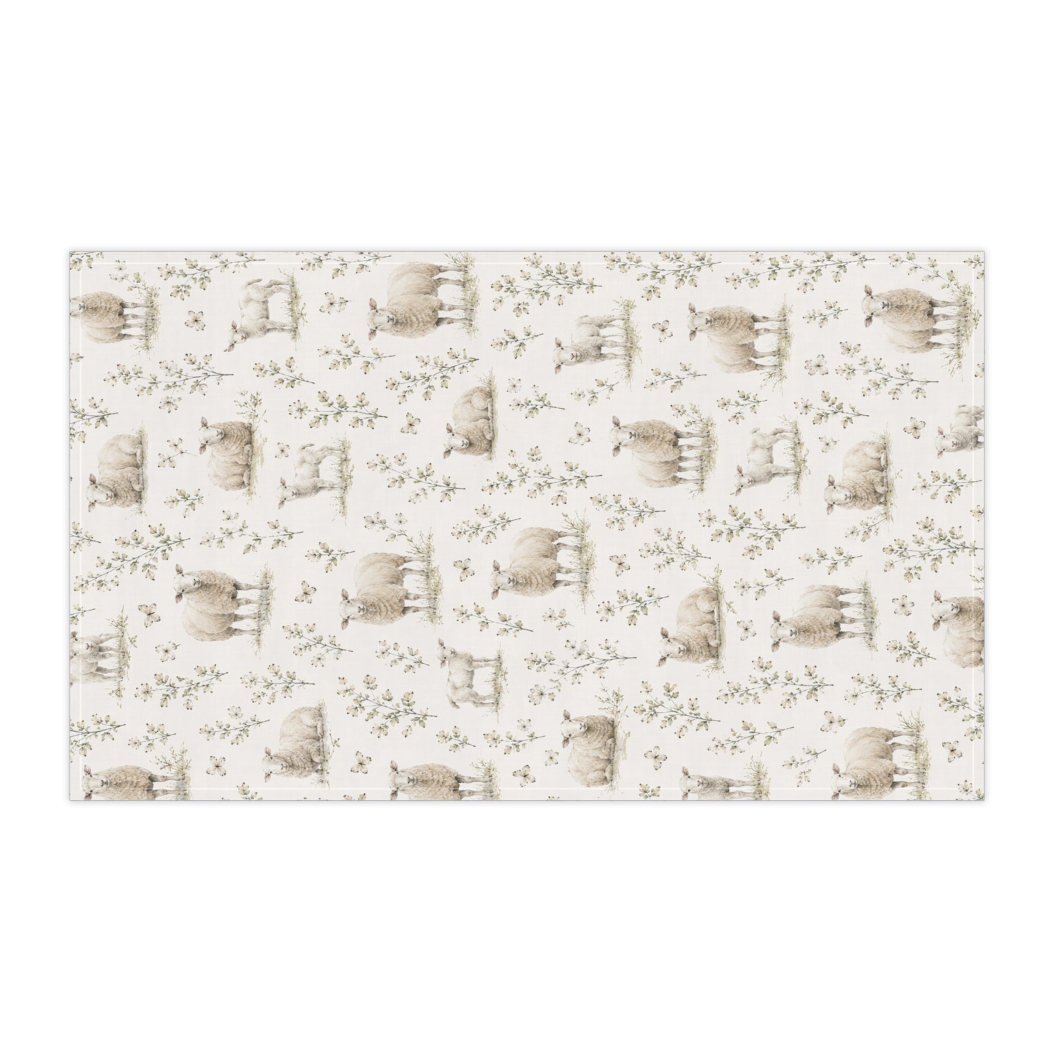 Sheep Meadow Tea Towel – Pencil Watercolor Farmhouse Kitchen Towel