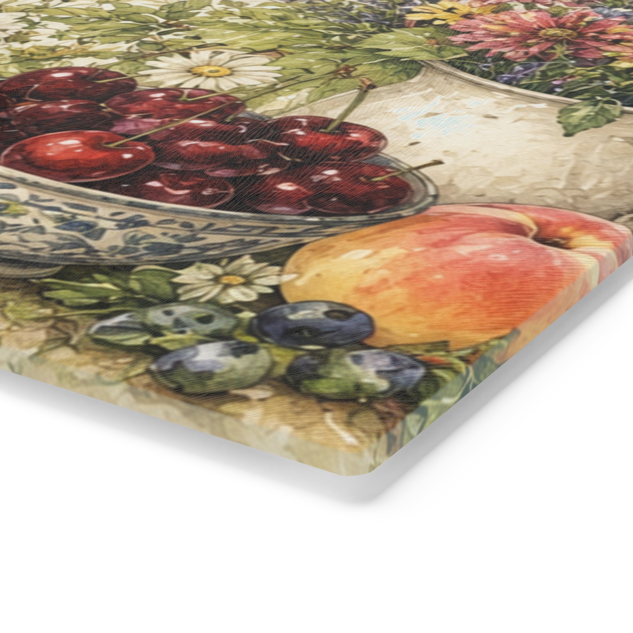 Sunflower and Fruit Cutting Board | Vintage Fruit Kitchen Decor