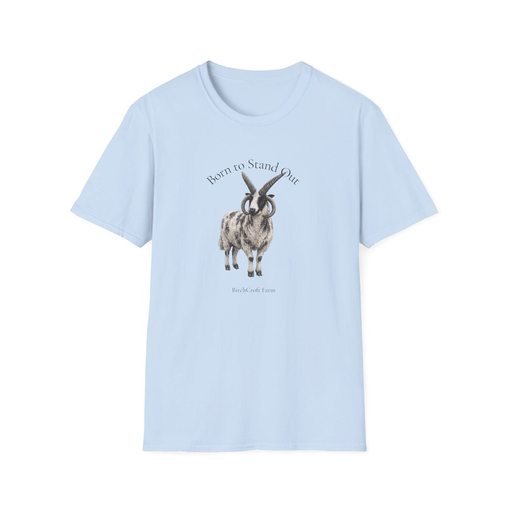 Born to Stand Out Jacob Sheep T-Shirt | 100% Cotton Farmhouse Graphic Tee | Four-Horn Sheep Shirt |