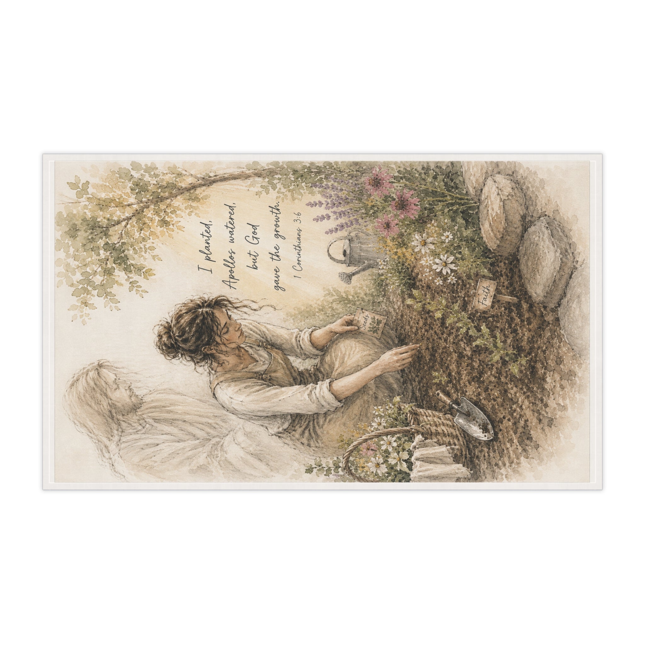Gardening with God Tea Towel | Christian kitchen decor