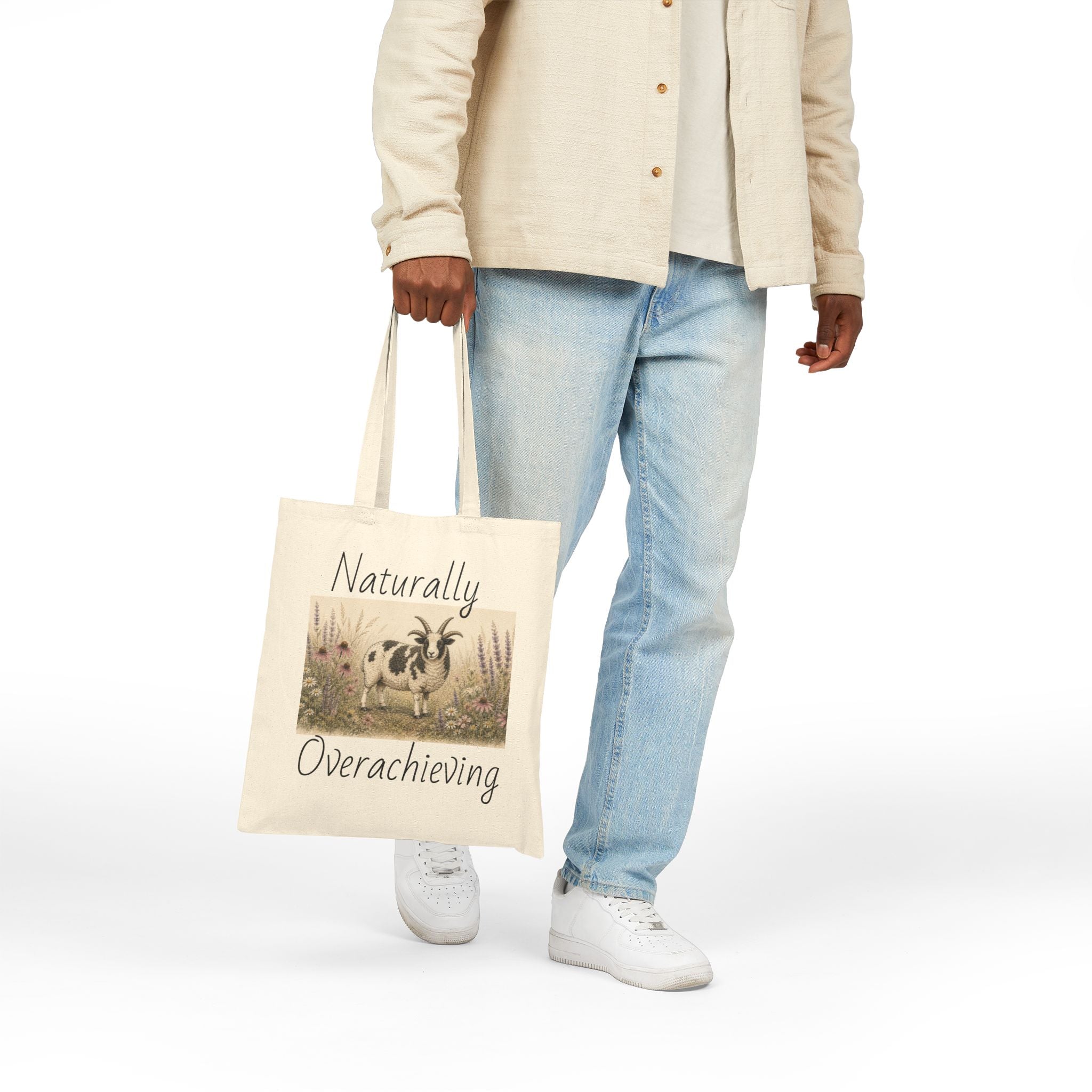 Naturally Overachieving Jacob Sheep Tote Bag | Canvas Farm Tote