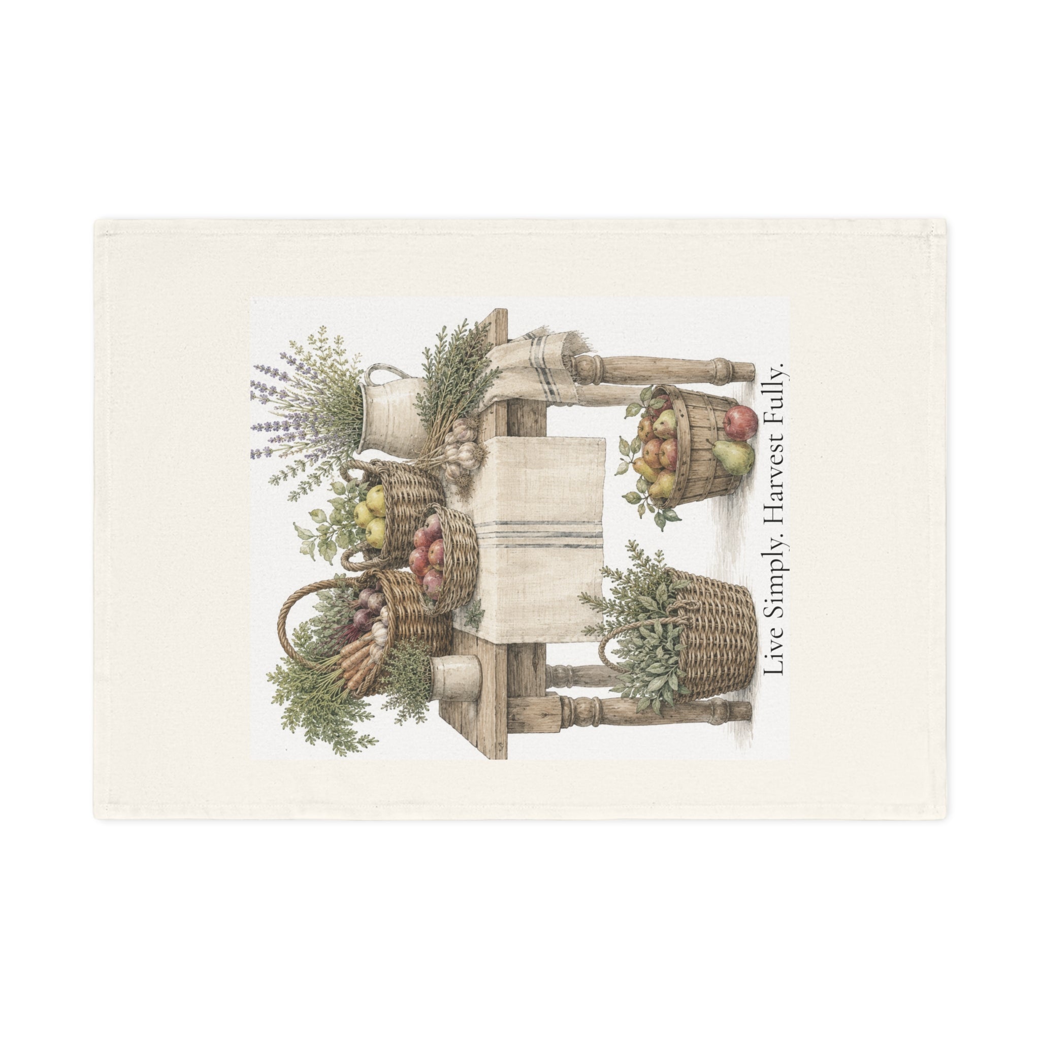 Live Simply Harvest Fully Cotton Tea Towel | Farmhouse Harvest Kitchen Decor