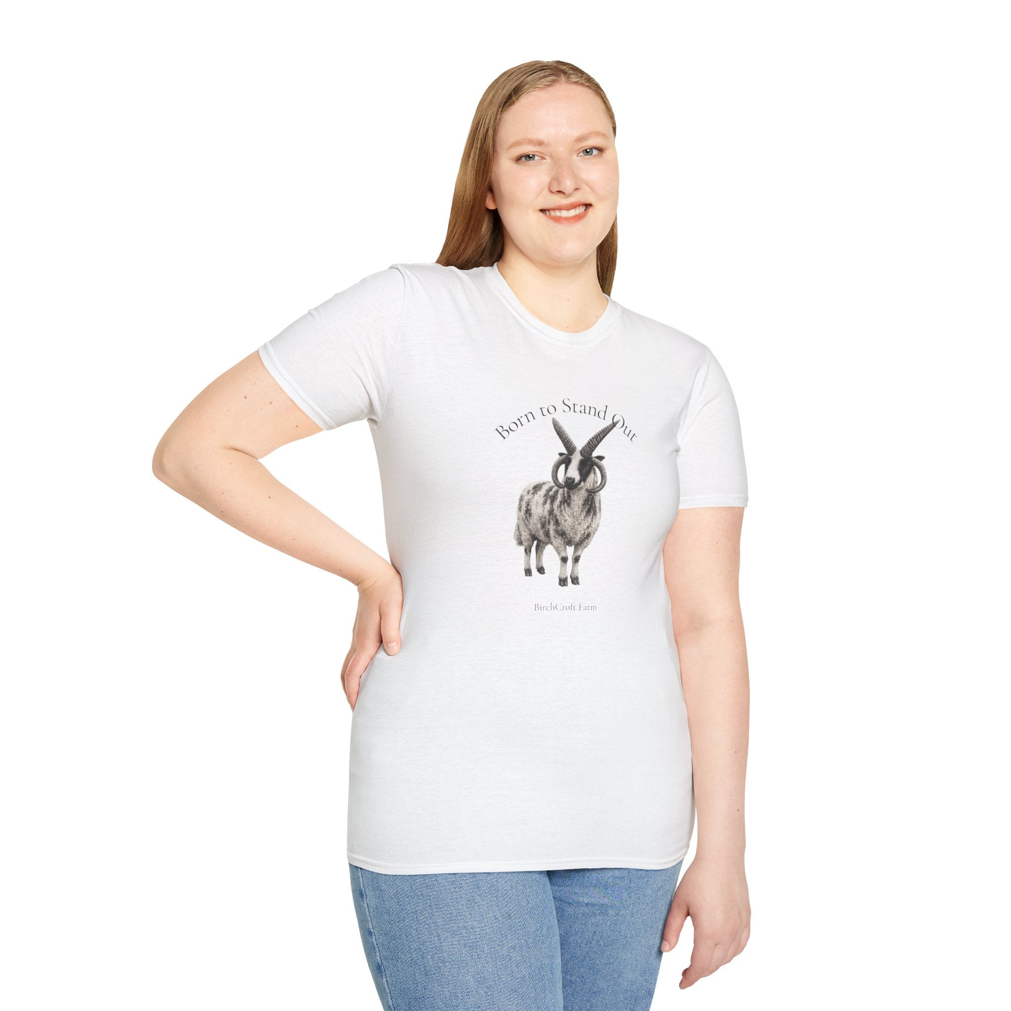 Born to Stand Out Jacob Sheep T-Shirt | 100% Cotton Farmhouse Graphic Tee | Four-Horn Sheep Shirt |
