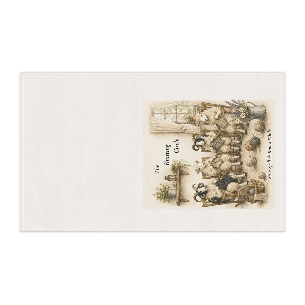 The Knitting Circle Tea Towel | Sheep Knitting Illustration