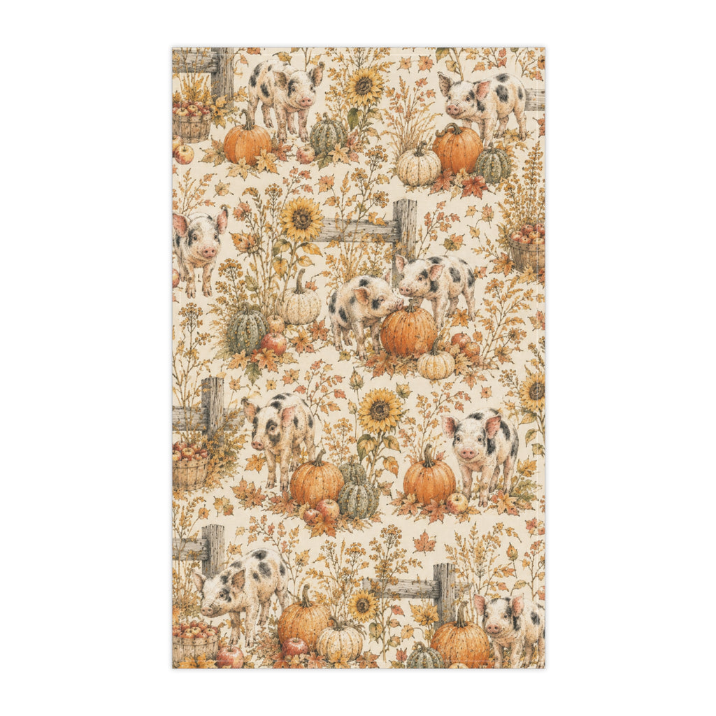 Harvest Piglets Tea Towel | Autumn Farmhouse Kitchen Towel